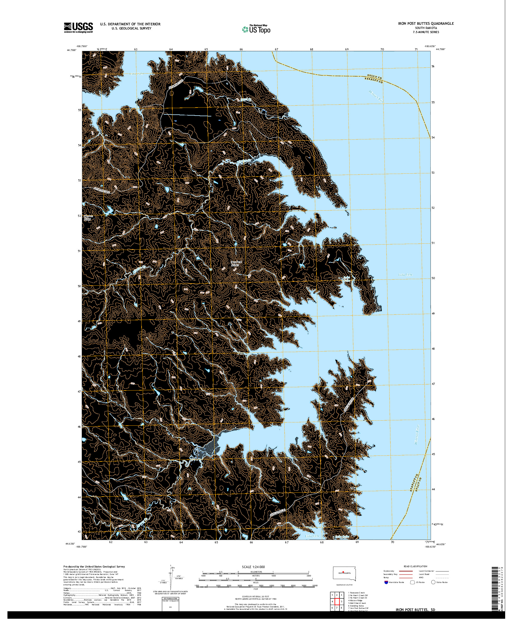 USGS US TOPO 7.5-MINUTE MAP FOR IRON POST BUTTES, SD 2017