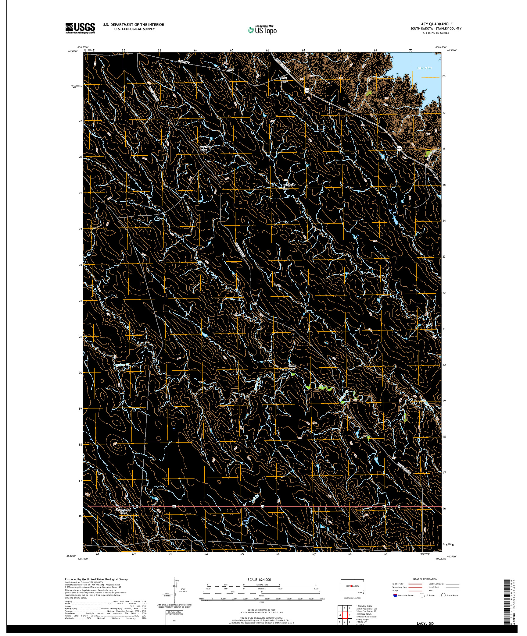 USGS US TOPO 7.5-MINUTE MAP FOR LACY, SD 2017