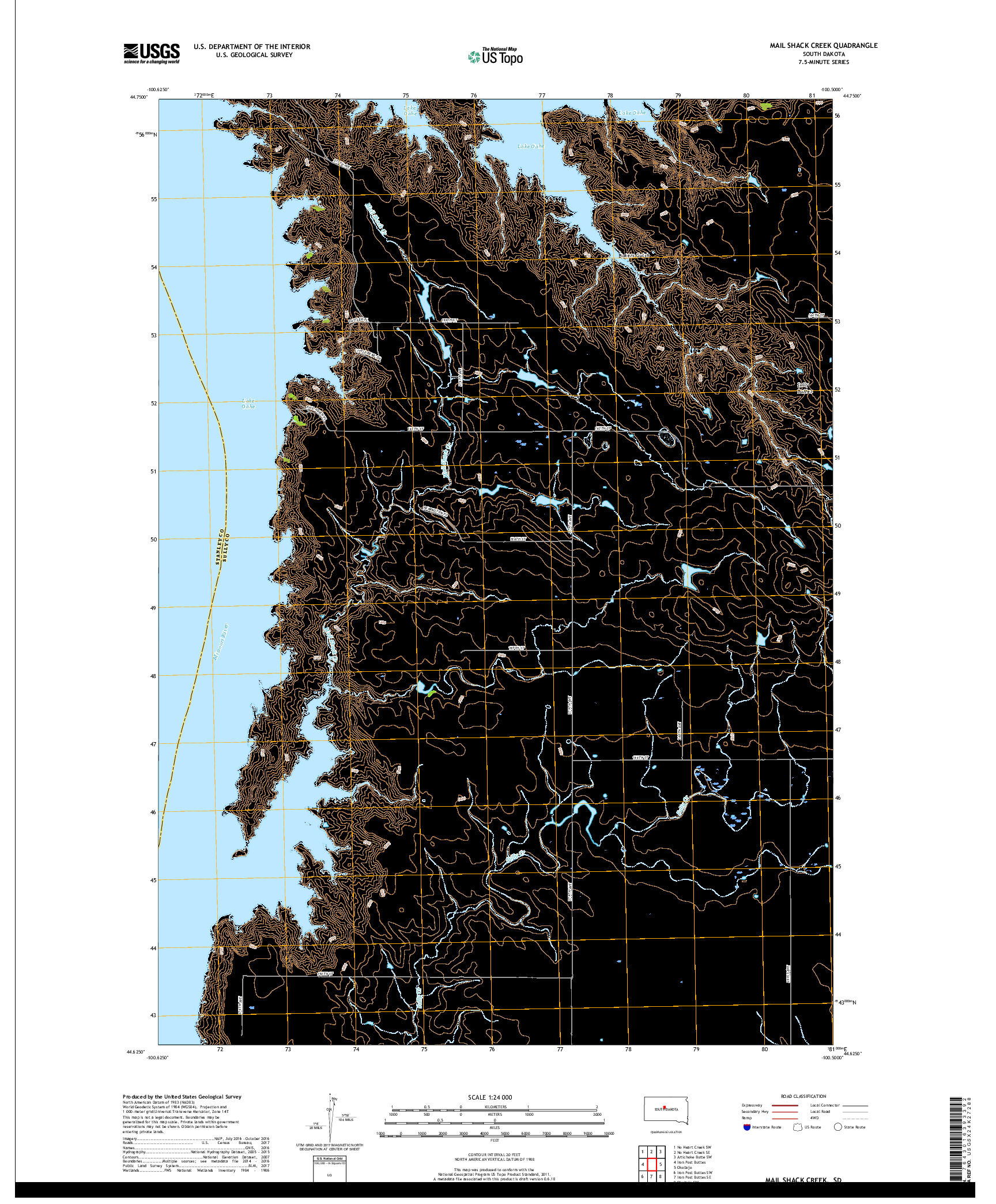 USGS US TOPO 7.5-MINUTE MAP FOR MAIL SHACK CREEK, SD 2017