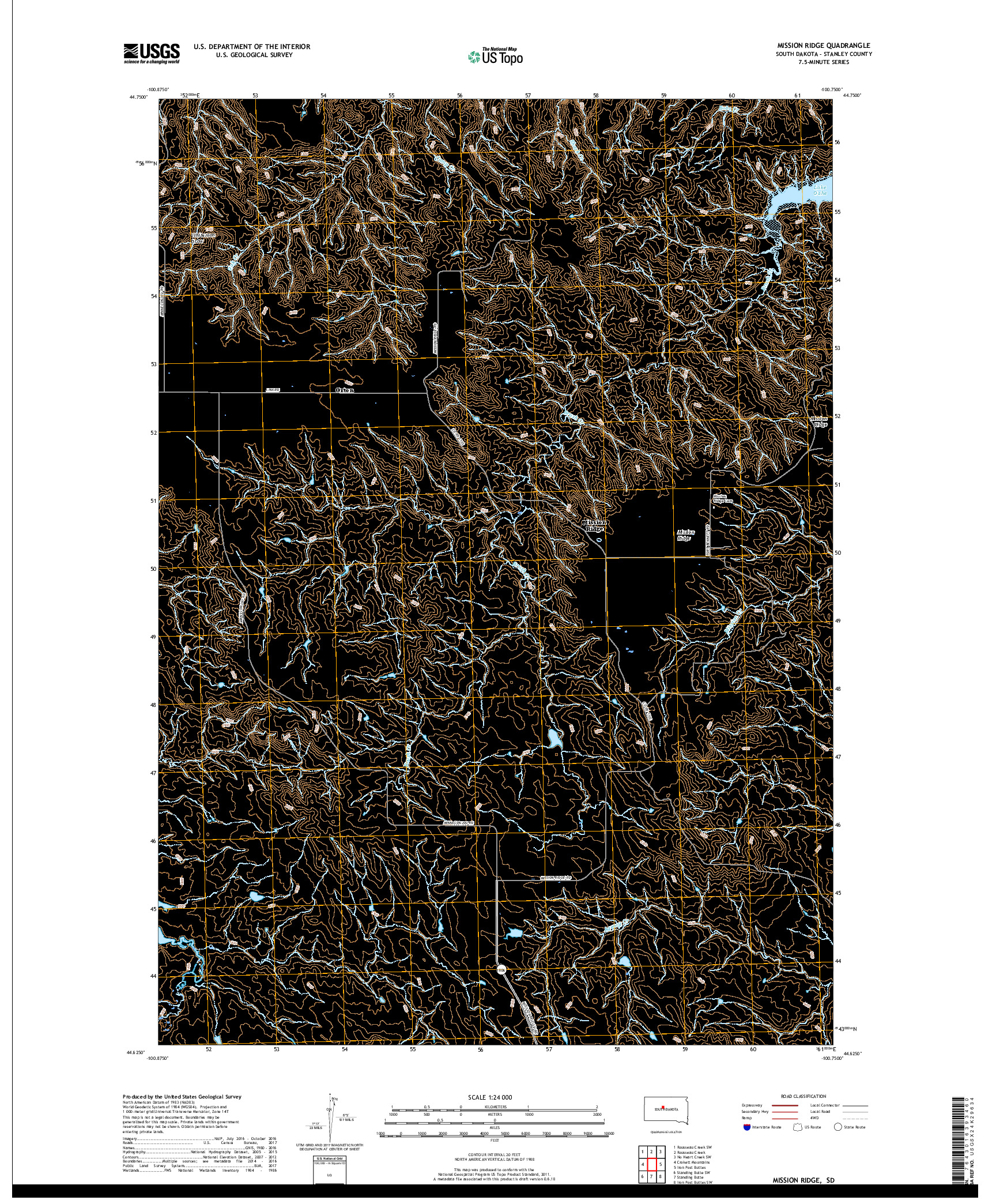 USGS US TOPO 7.5-MINUTE MAP FOR MISSION RIDGE, SD 2017