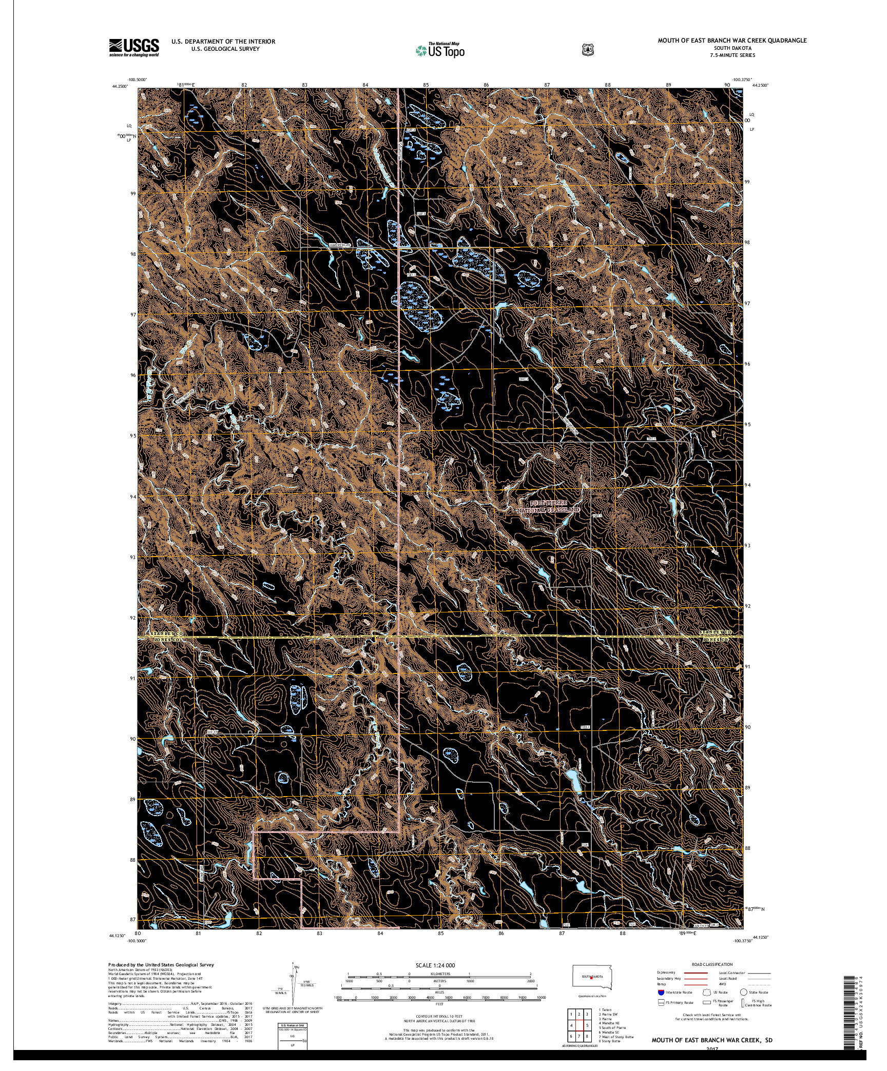 USGS US TOPO 7.5-MINUTE MAP FOR MOUTH OF EAST BRANCH WAR CREEK, SD 2017