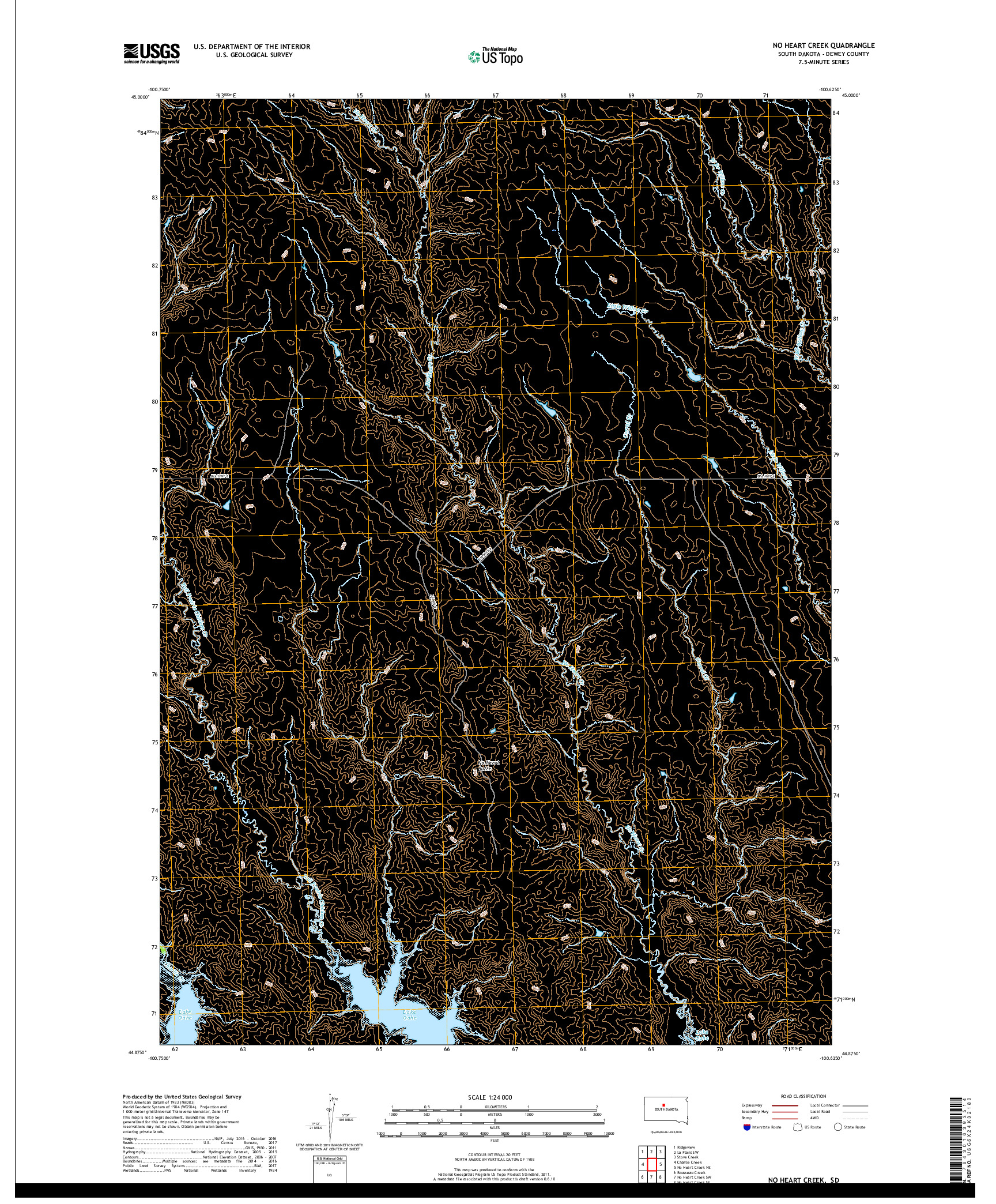 USGS US TOPO 7.5-MINUTE MAP FOR NO HEART CREEK, SD 2017