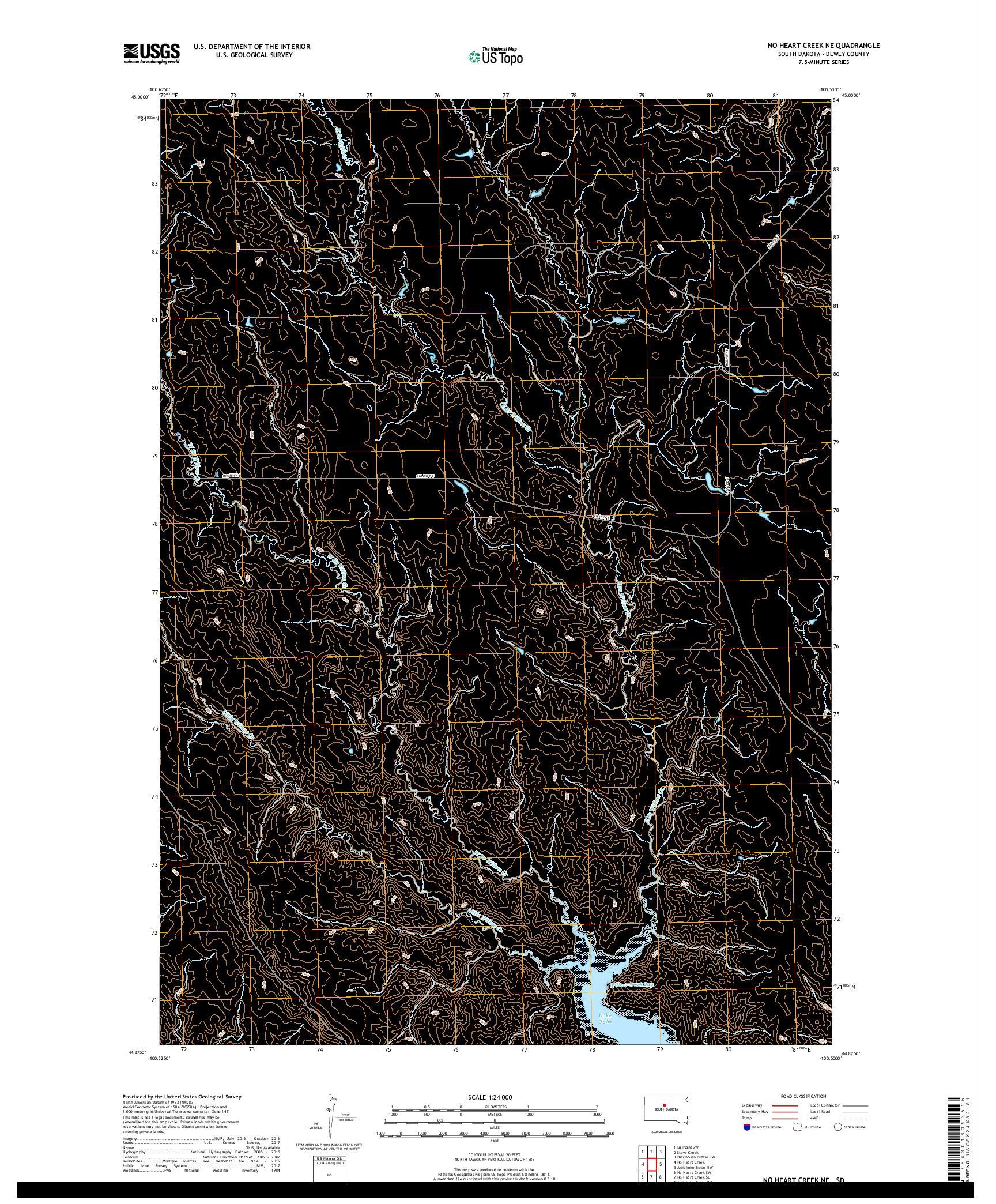 USGS US TOPO 7.5-MINUTE MAP FOR NO HEART CREEK NE, SD 2017