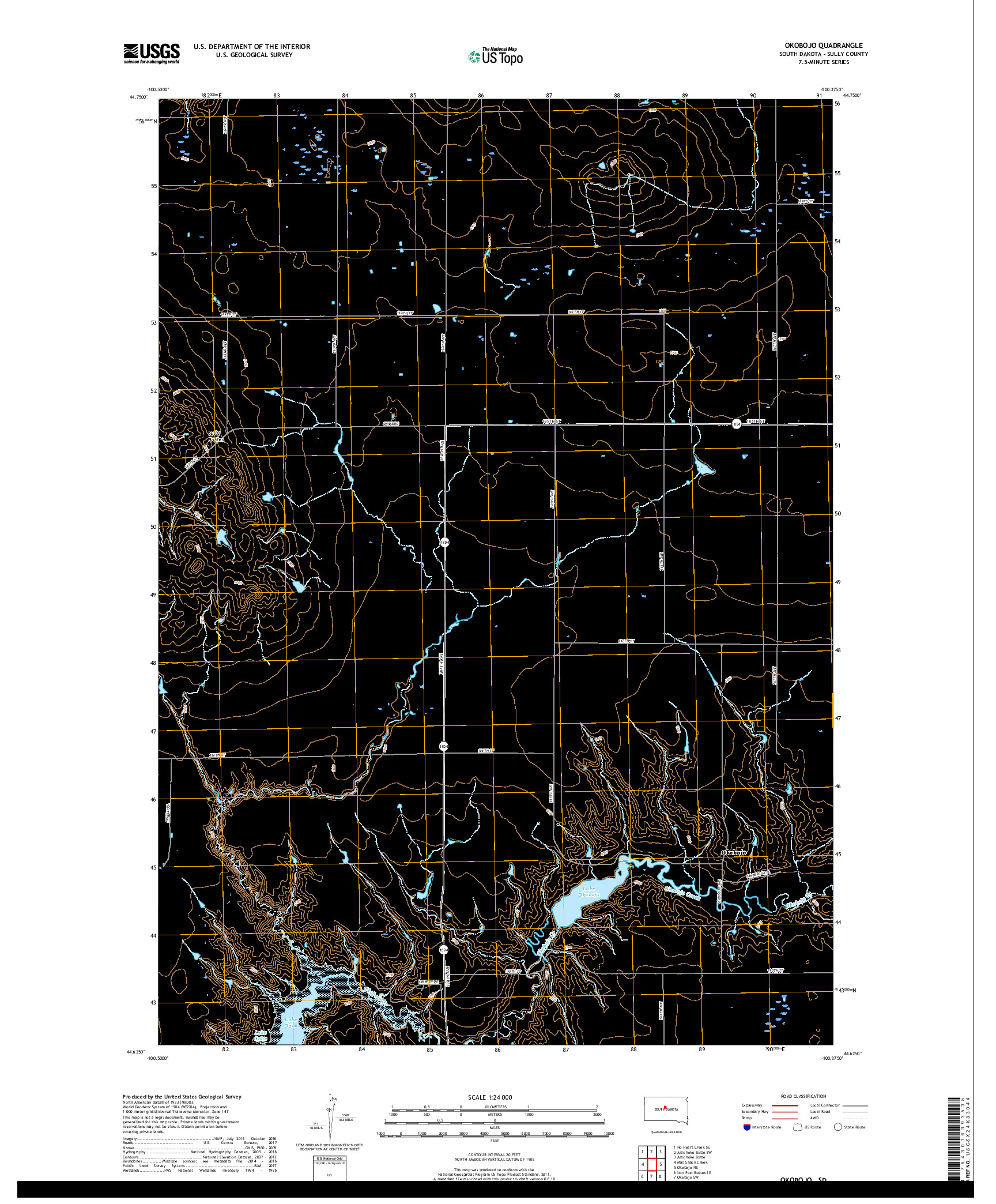 USGS US TOPO 7.5-MINUTE MAP FOR OKOBOJO, SD 2017