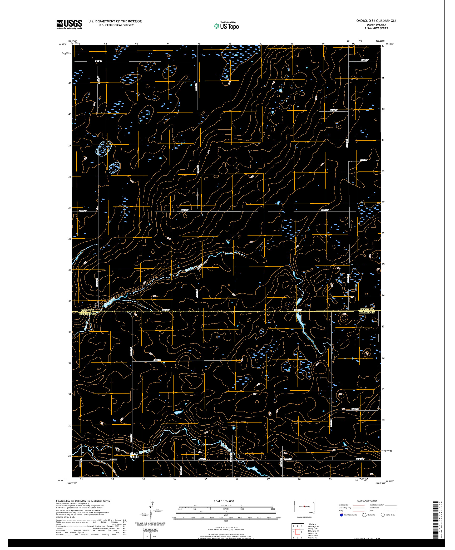 USGS US TOPO 7.5-MINUTE MAP FOR OKOBOJO SE, SD 2017