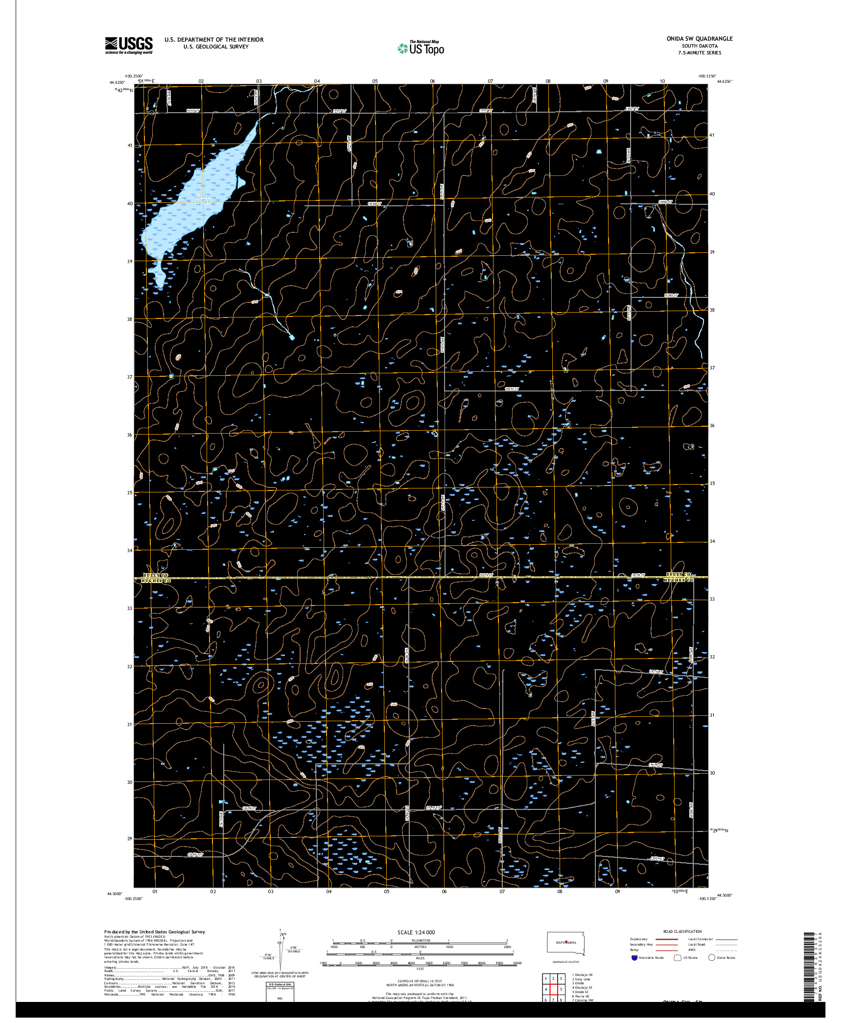 USGS US TOPO 7.5-MINUTE MAP FOR ONIDA SW, SD 2017