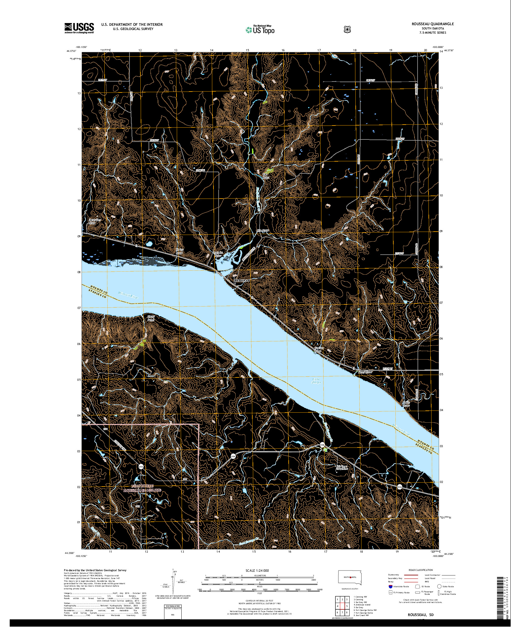 USGS US TOPO 7.5-MINUTE MAP FOR ROUSSEAU, SD 2017