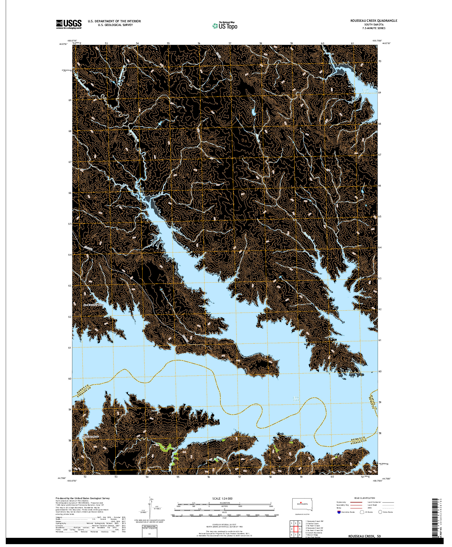 USGS US TOPO 7.5-MINUTE MAP FOR ROUSSEAU CREEK, SD 2017