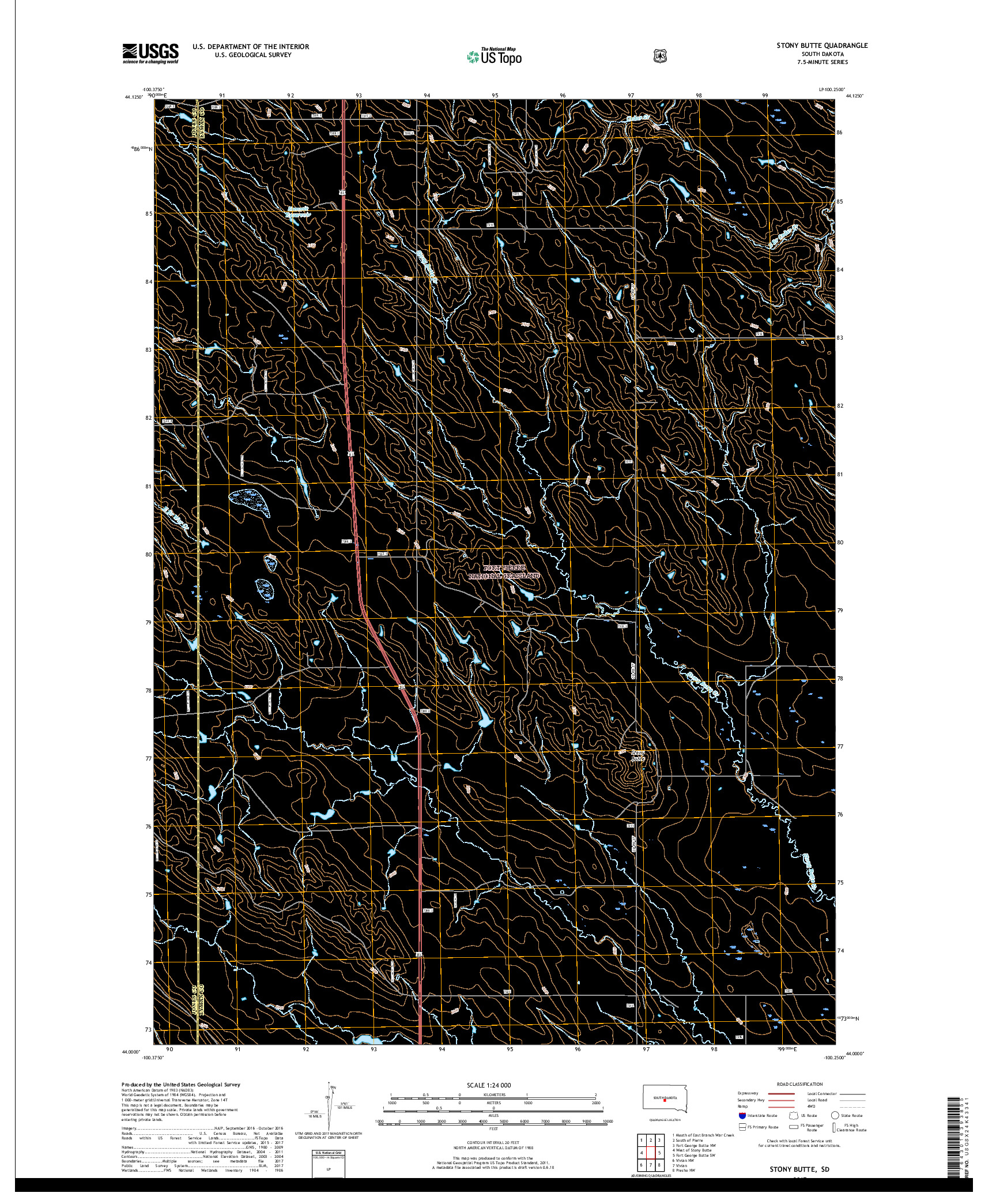 USGS US TOPO 7.5-MINUTE MAP FOR STONY BUTTE, SD 2017