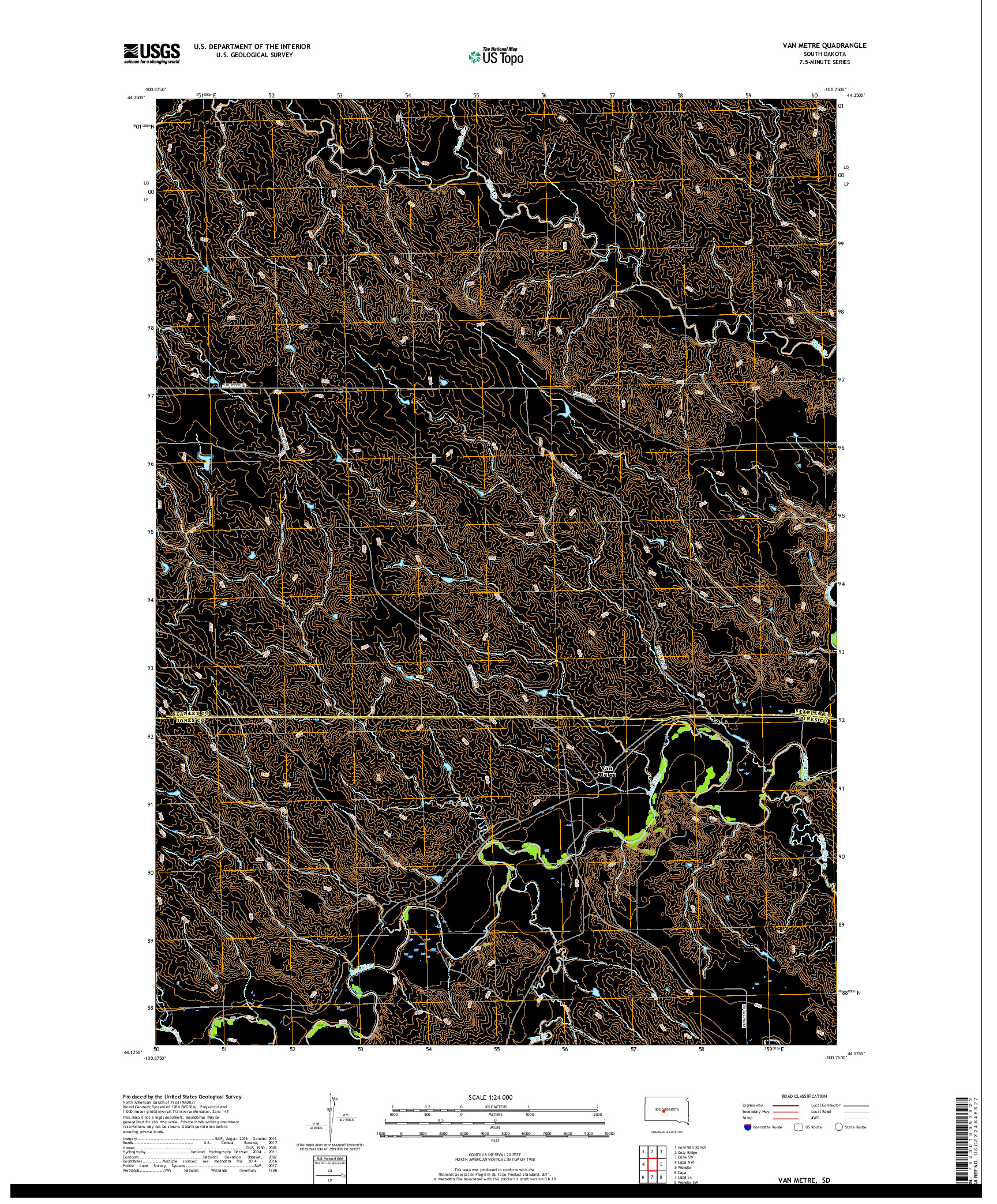 USGS US TOPO 7.5-MINUTE MAP FOR VAN METRE, SD 2017