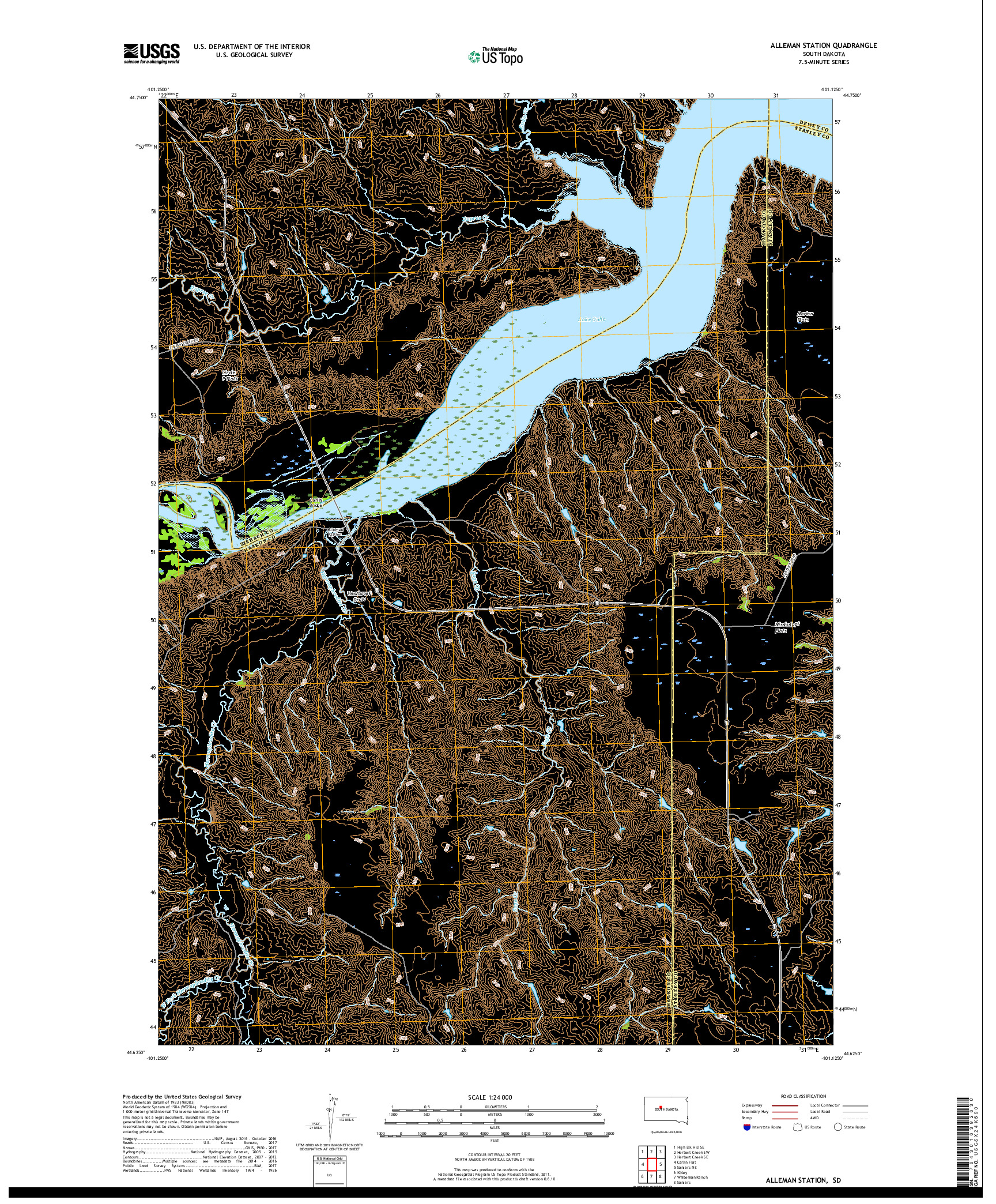 USGS US TOPO 7.5-MINUTE MAP FOR ALLEMAN STATION, SD 2017