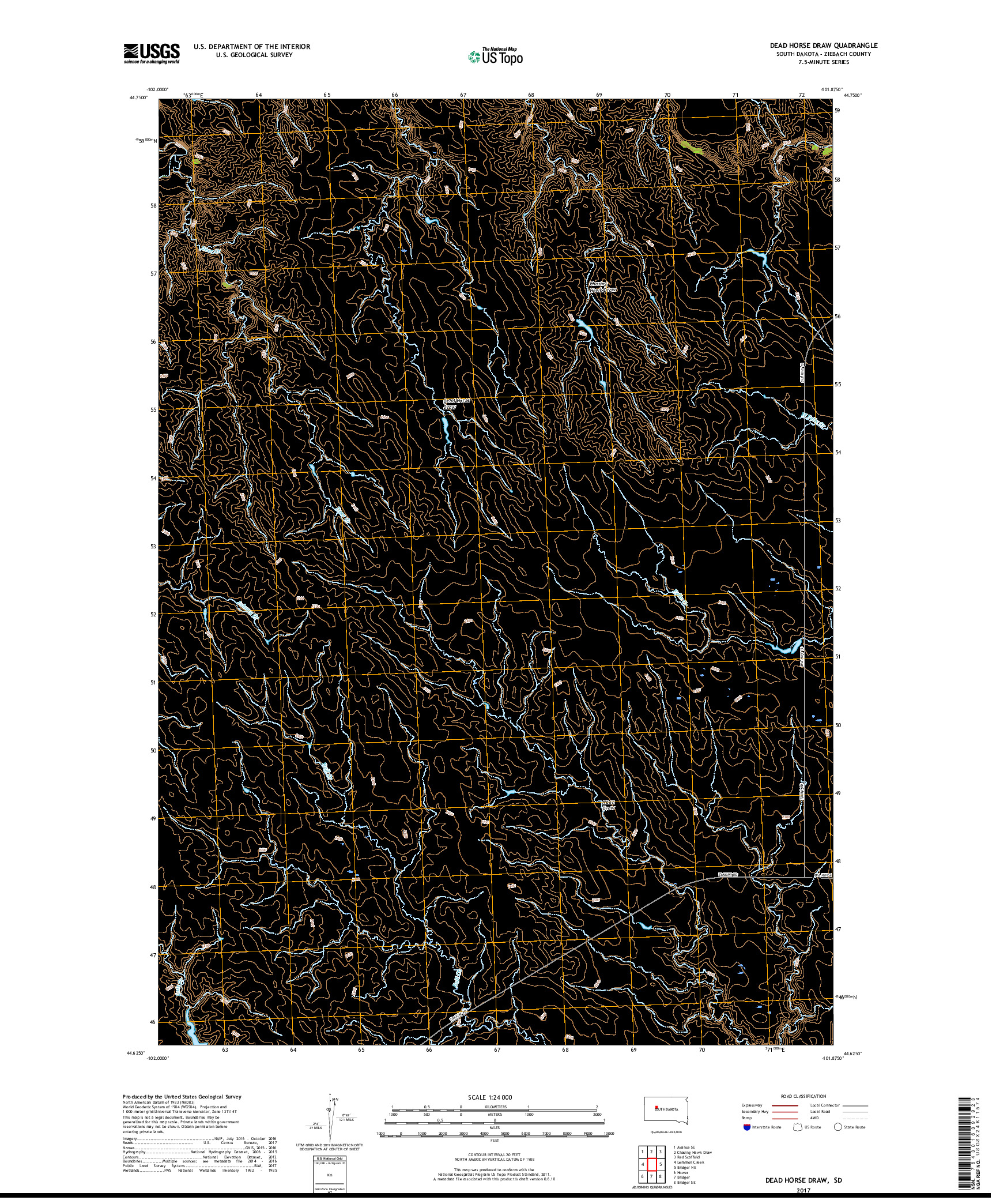 USGS US TOPO 7.5-MINUTE MAP FOR DEAD HORSE DRAW, SD 2017