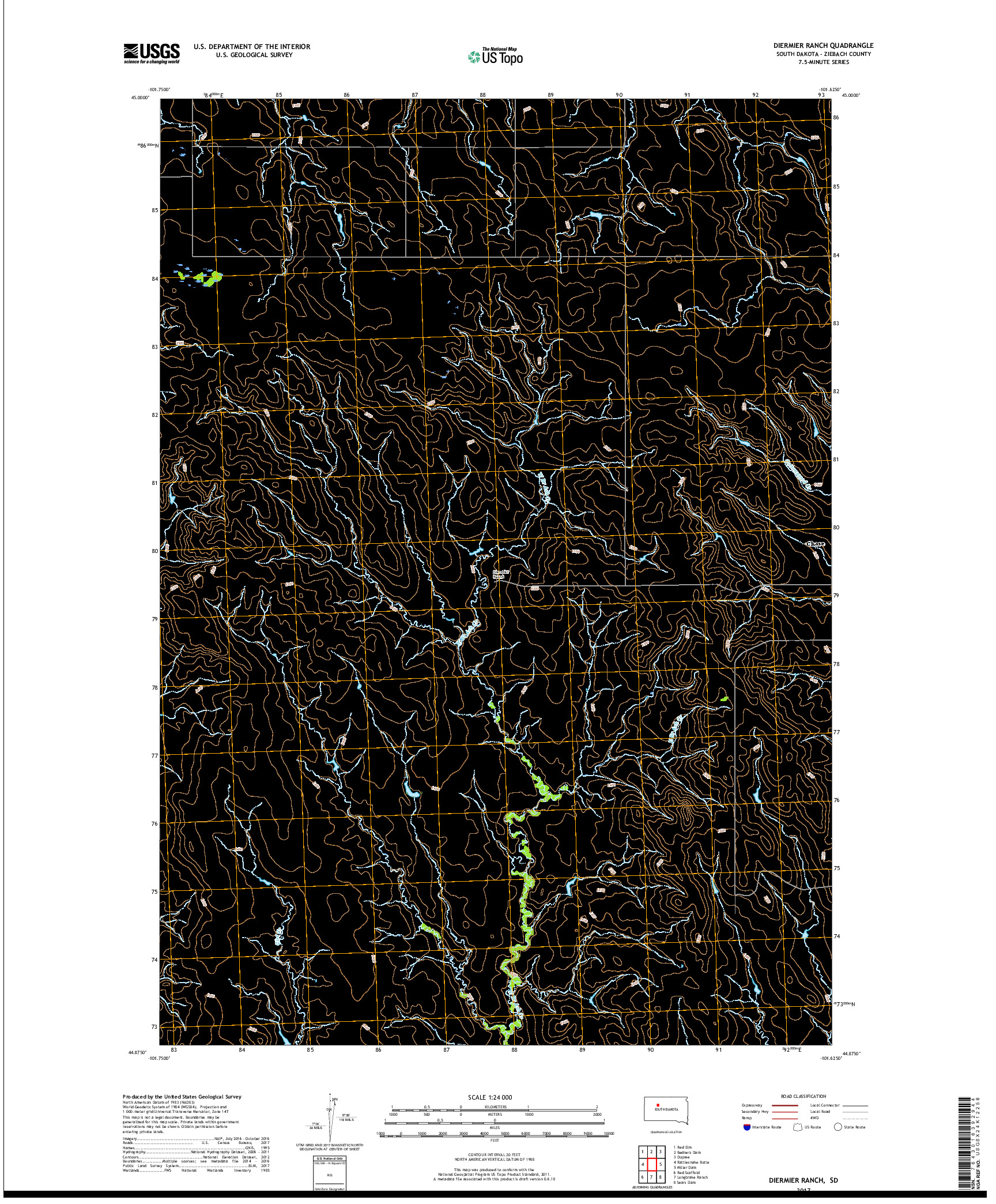 USGS US TOPO 7.5-MINUTE MAP FOR DIERMIER RANCH, SD 2017