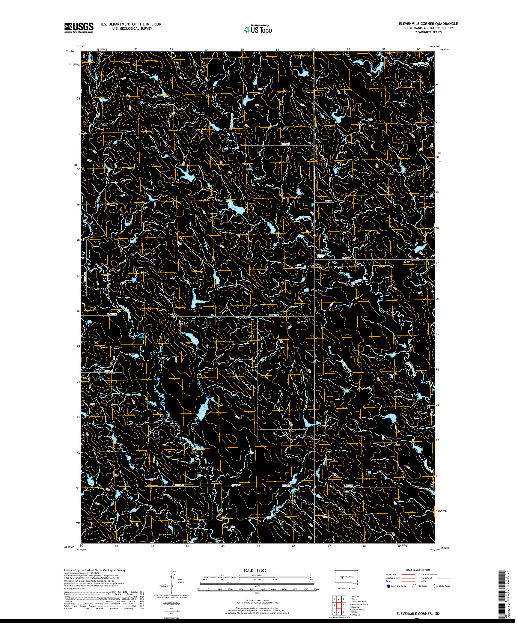 USGS US TOPO 7.5-MINUTE MAP FOR ELEVENMILE CORNER, SD 2017