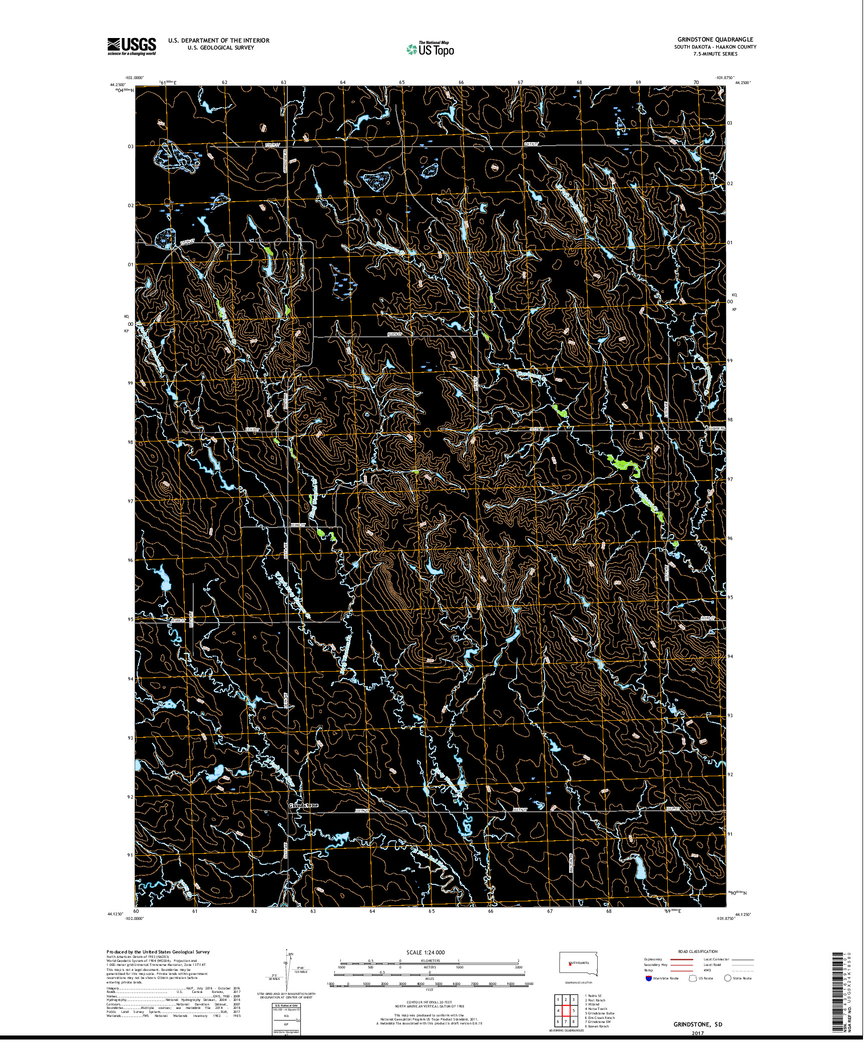USGS US TOPO 7.5-MINUTE MAP FOR GRINDSTONE, SD 2017