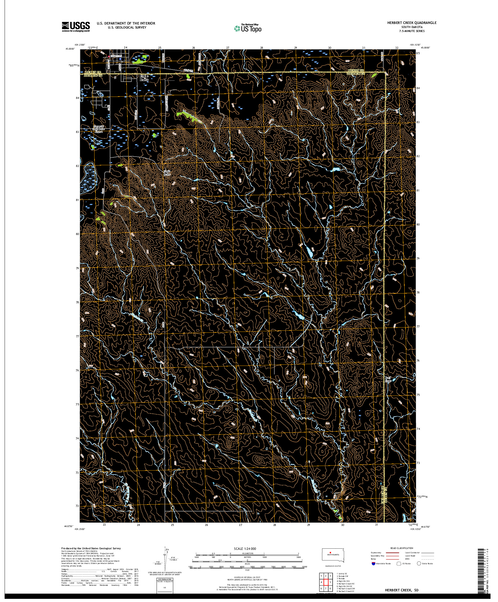 USGS US TOPO 7.5-MINUTE MAP FOR HERBERT CREEK, SD 2017