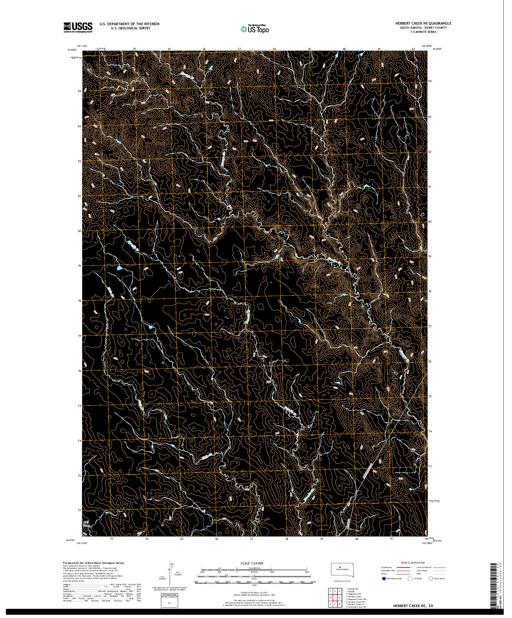 USGS US TOPO 7.5-MINUTE MAP FOR HERBERT CREEK NE, SD 2017