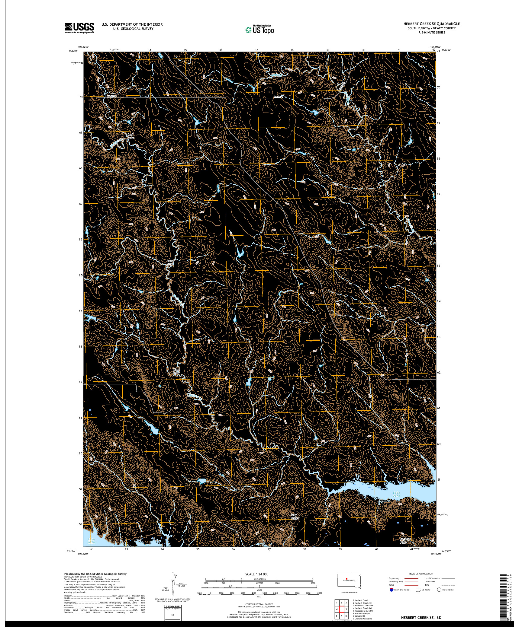 USGS US TOPO 7.5-MINUTE MAP FOR HERBERT CREEK SE, SD 2017