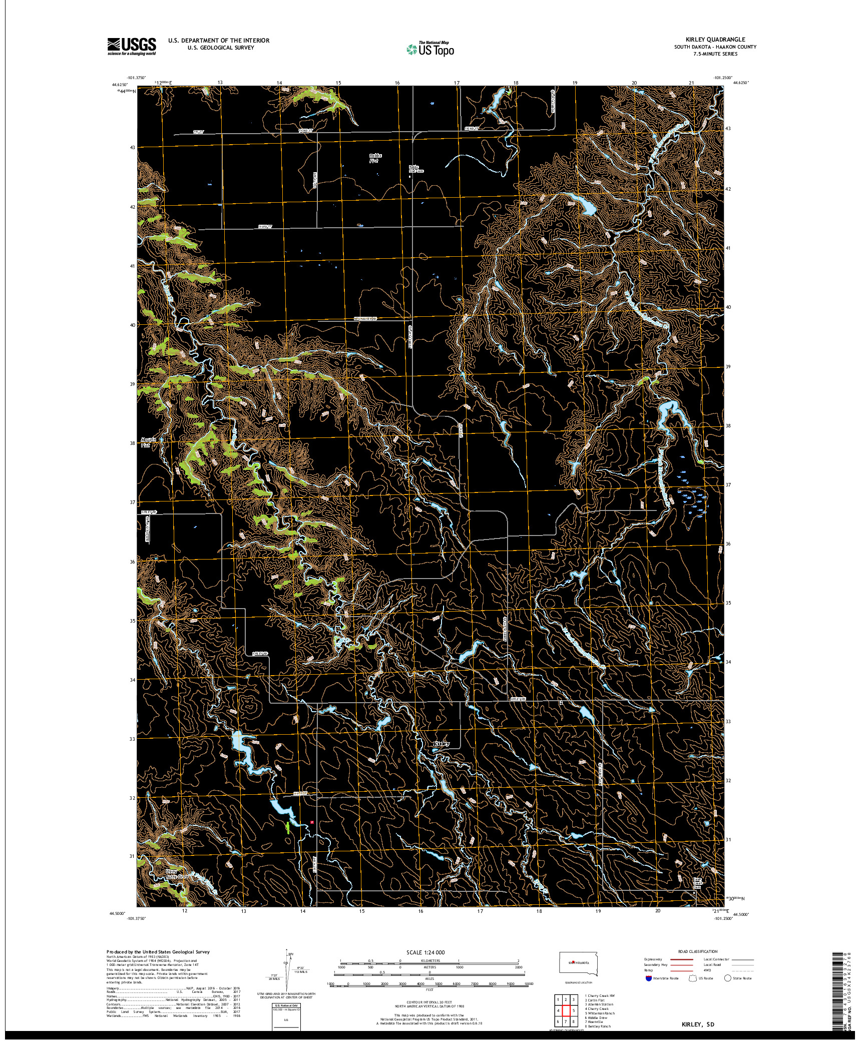 USGS US TOPO 7.5-MINUTE MAP FOR KIRLEY, SD 2017