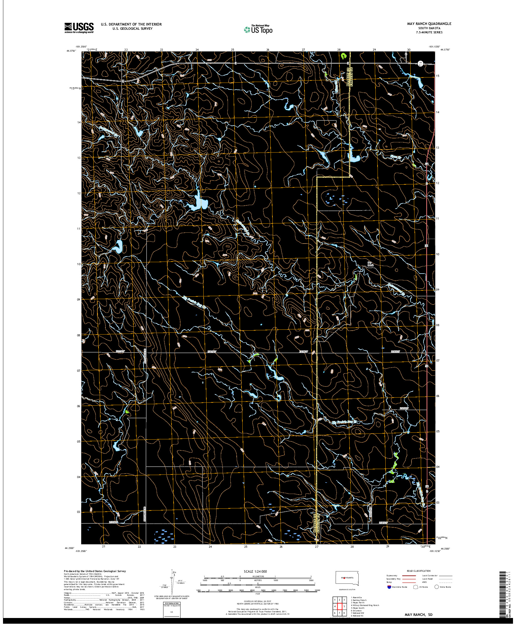 USGS US TOPO 7.5-MINUTE MAP FOR MAY RANCH, SD 2017