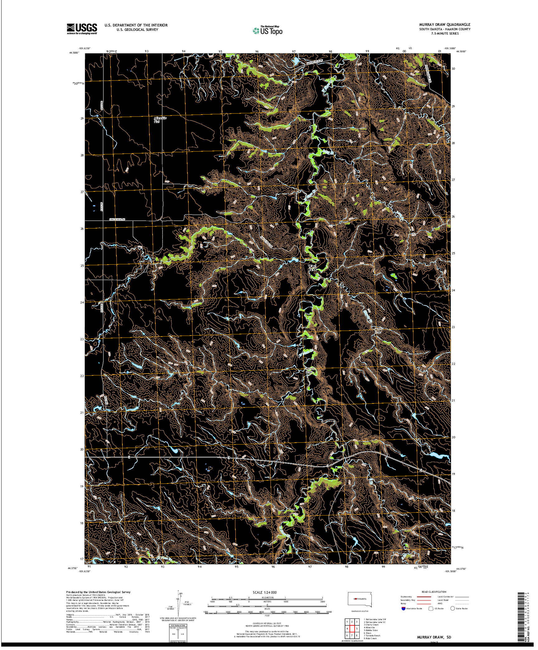 USGS US TOPO 7.5-MINUTE MAP FOR MURRAY DRAW, SD 2017