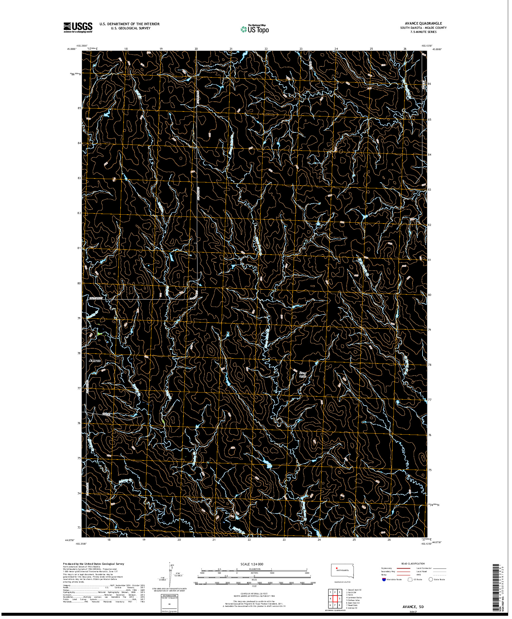 USGS US TOPO 7.5-MINUTE MAP FOR AVANCE, SD 2017