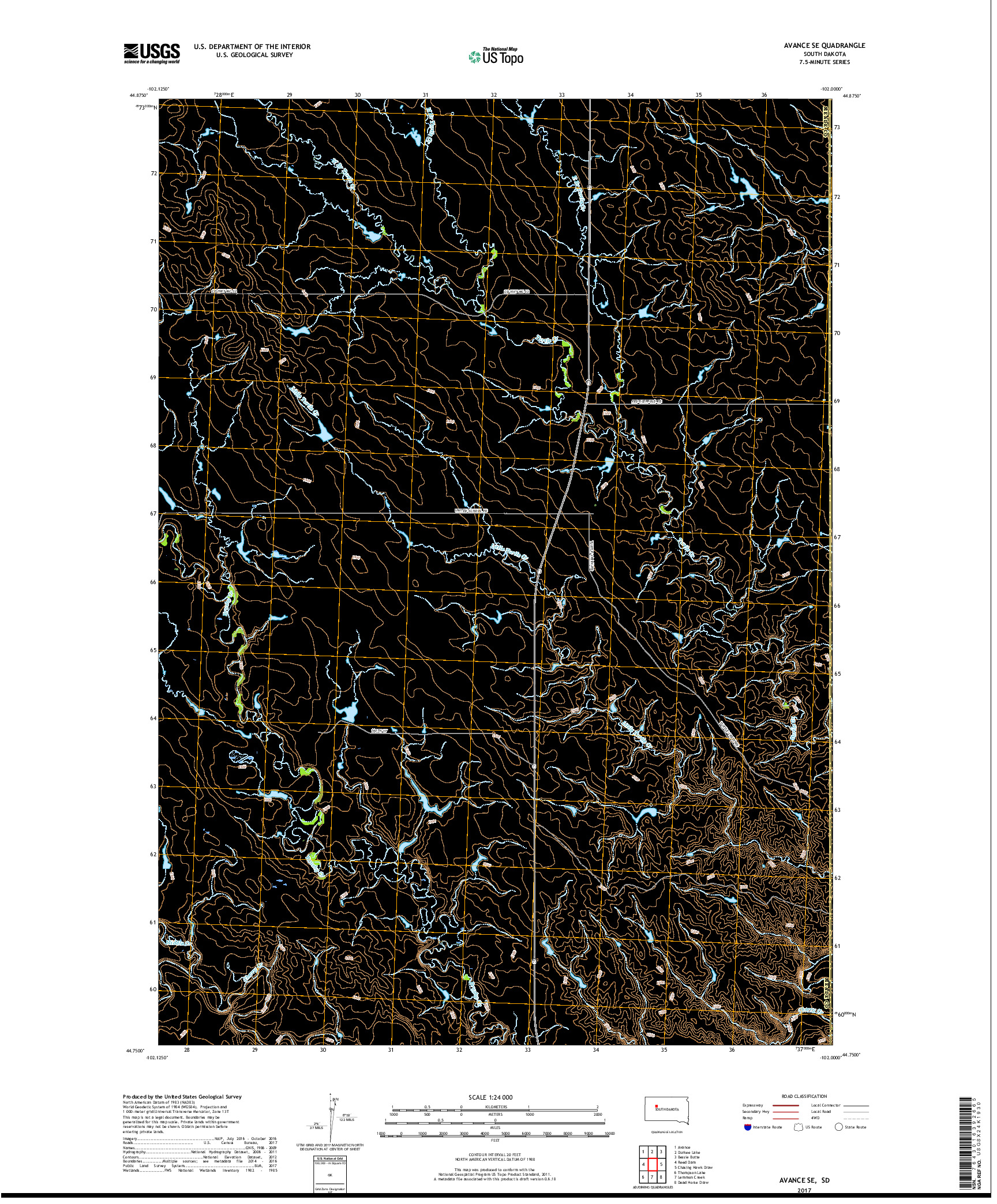 USGS US TOPO 7.5-MINUTE MAP FOR AVANCE SE, SD 2017