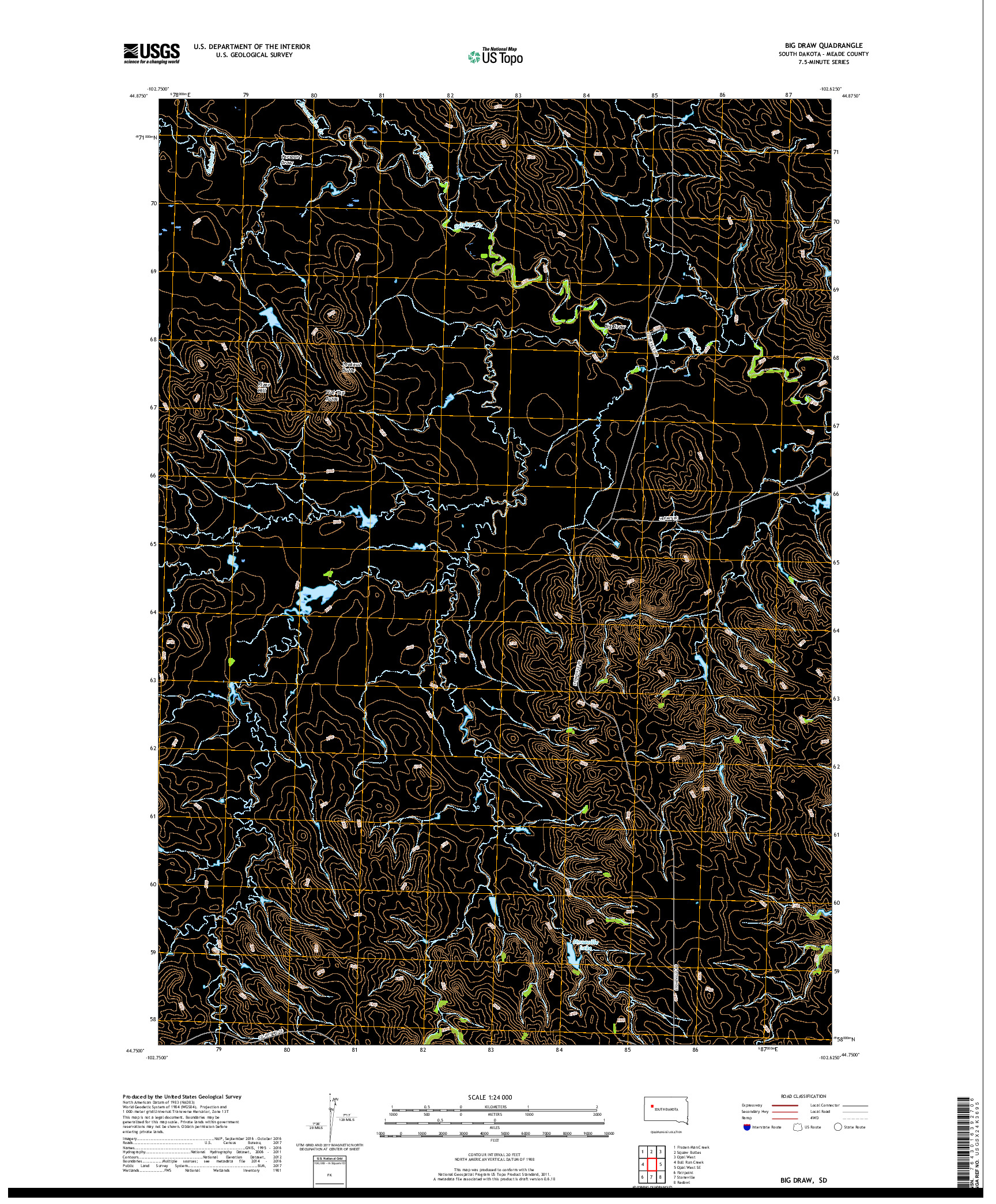 USGS US TOPO 7.5-MINUTE MAP FOR BIG DRAW, SD 2017