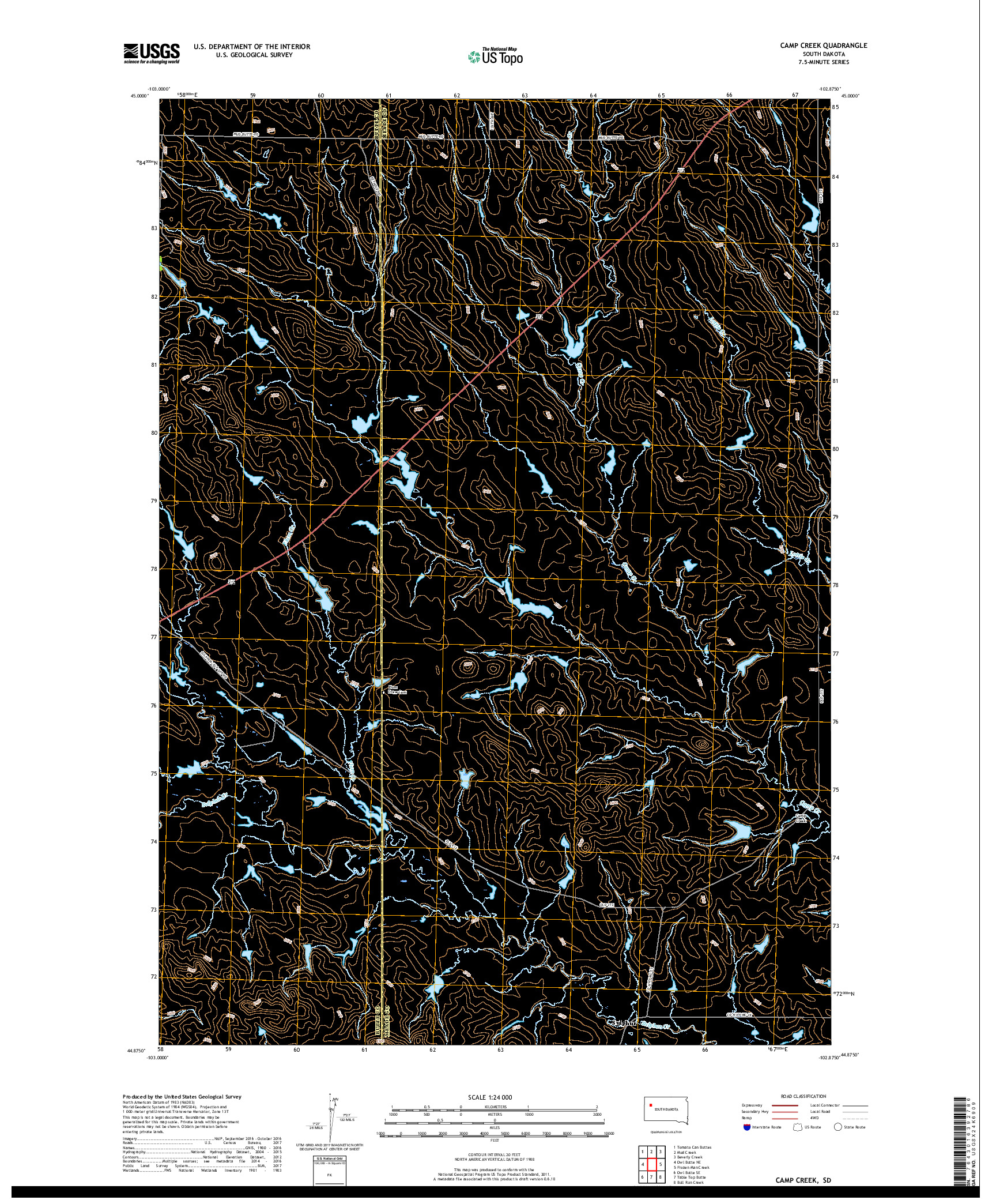 USGS US TOPO 7.5-MINUTE MAP FOR CAMP CREEK, SD 2017