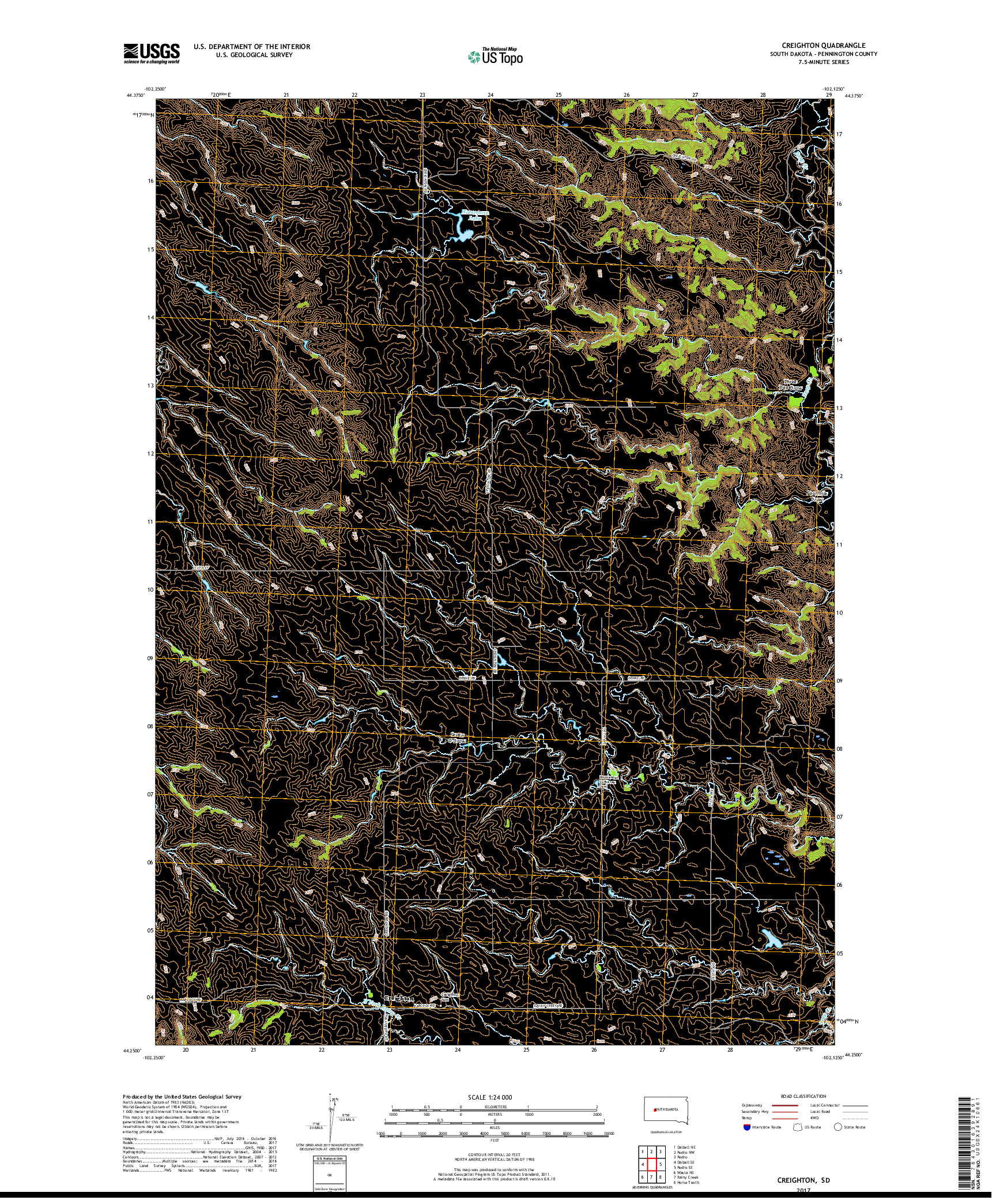 USGS US TOPO 7.5-MINUTE MAP FOR CREIGHTON, SD 2017