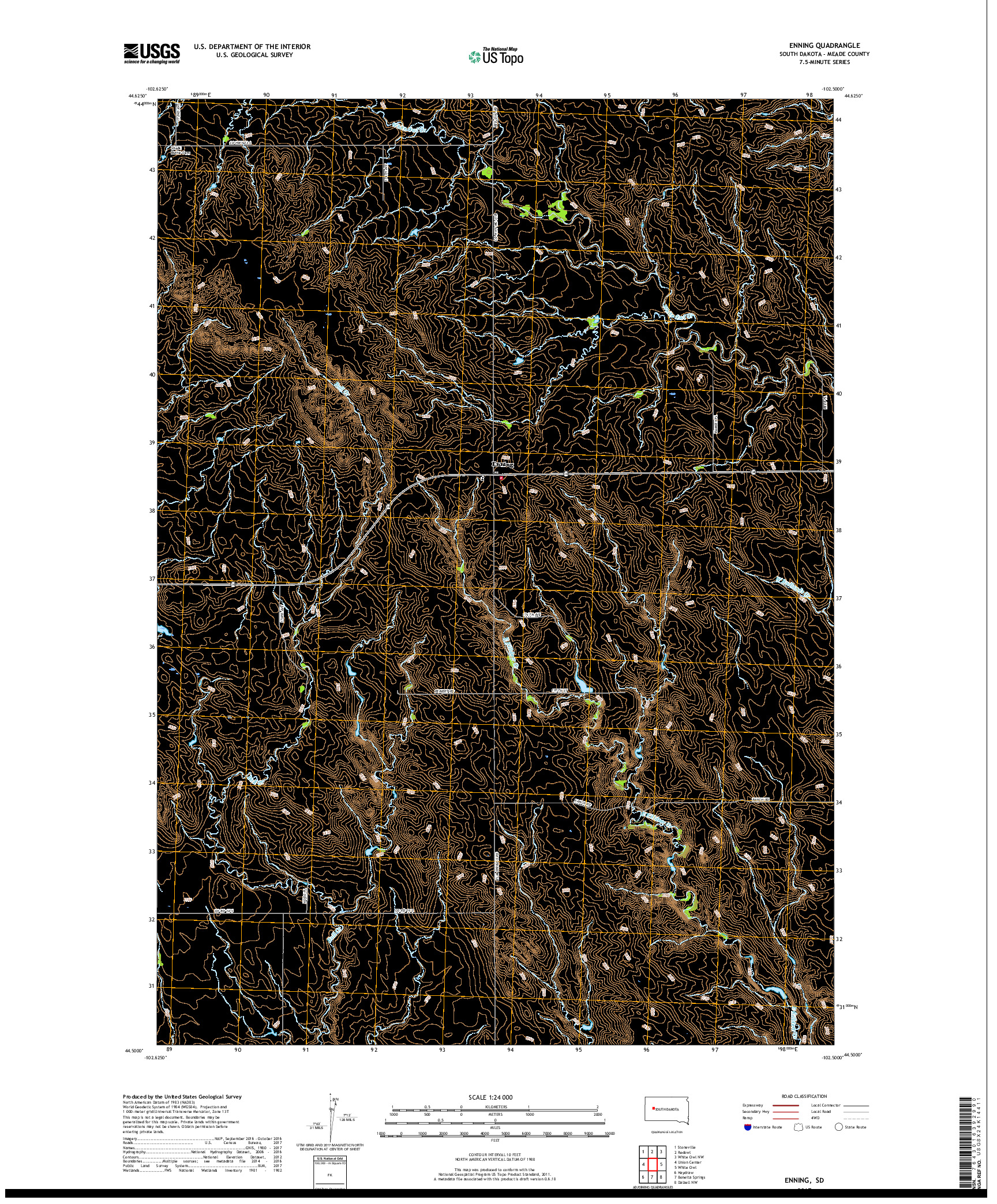 USGS US TOPO 7.5-MINUTE MAP FOR ENNING, SD 2017
