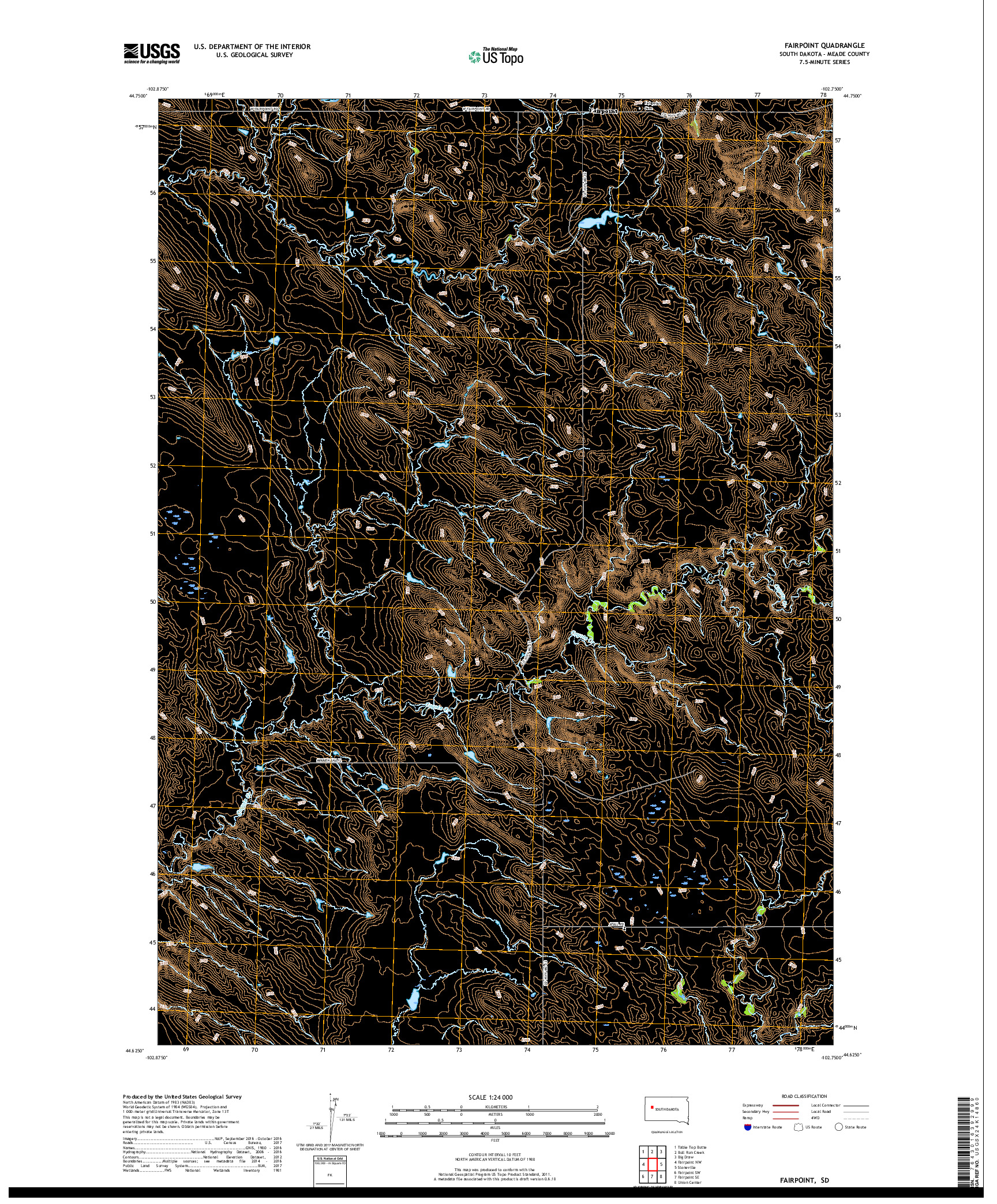 USGS US TOPO 7.5-MINUTE MAP FOR FAIRPOINT, SD 2017