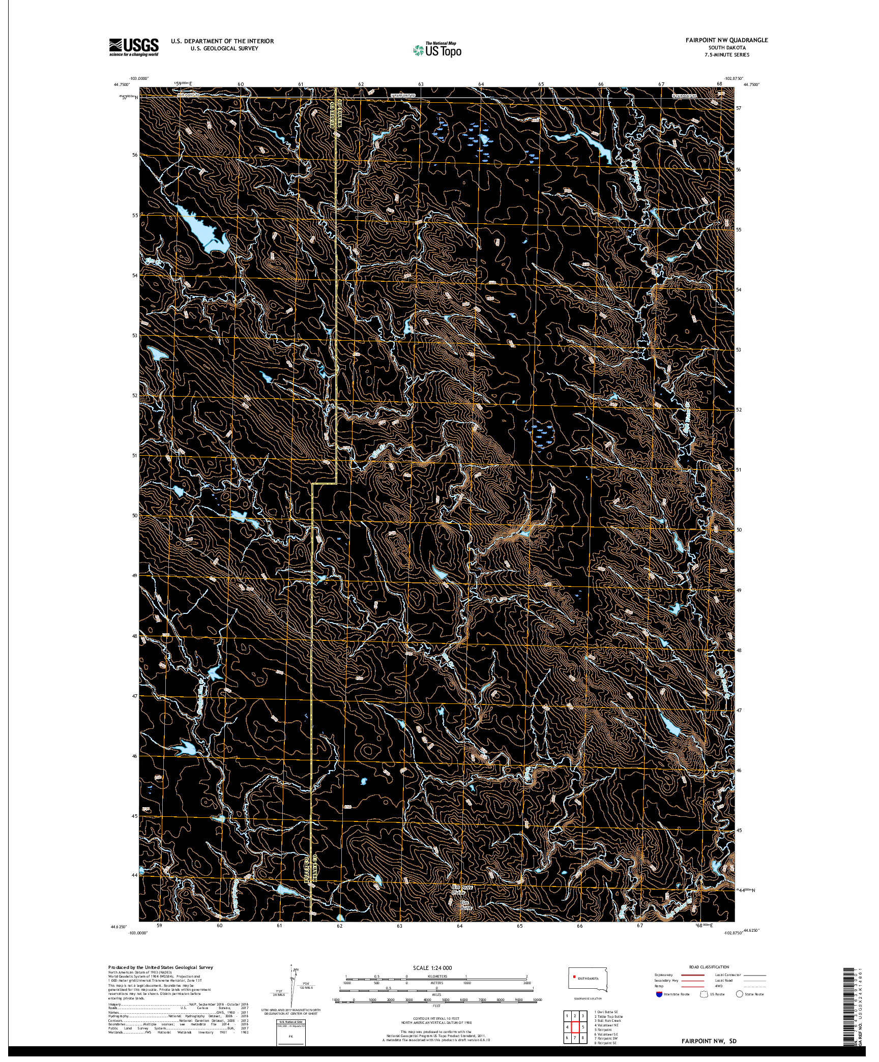 USGS US TOPO 7.5-MINUTE MAP FOR FAIRPOINT NW, SD 2017