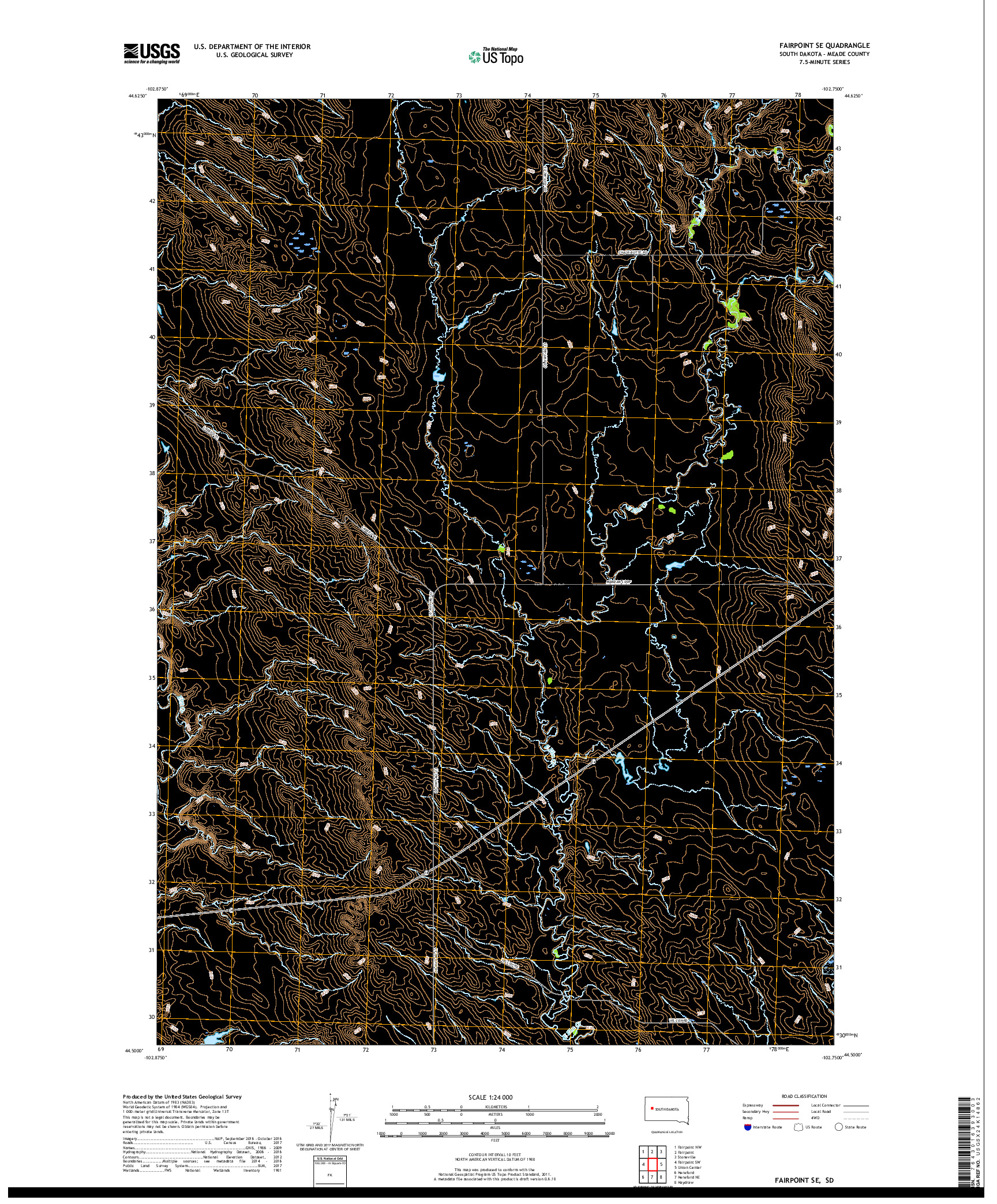 USGS US TOPO 7.5-MINUTE MAP FOR FAIRPOINT SE, SD 2017