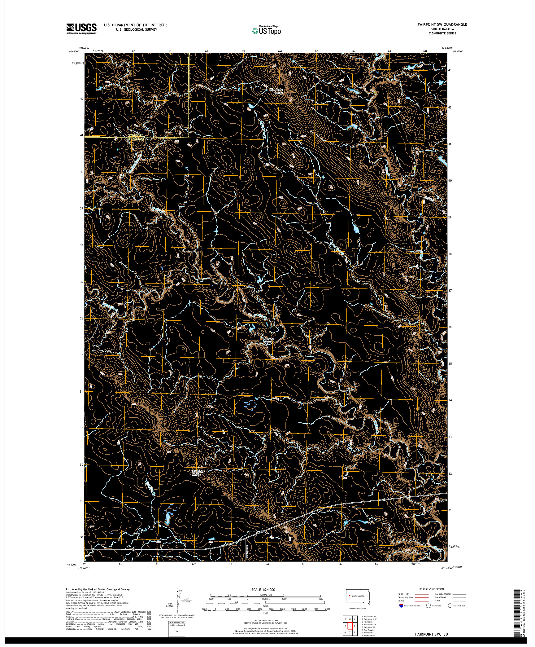 USGS US TOPO 7.5-MINUTE MAP FOR FAIRPOINT SW, SD 2017