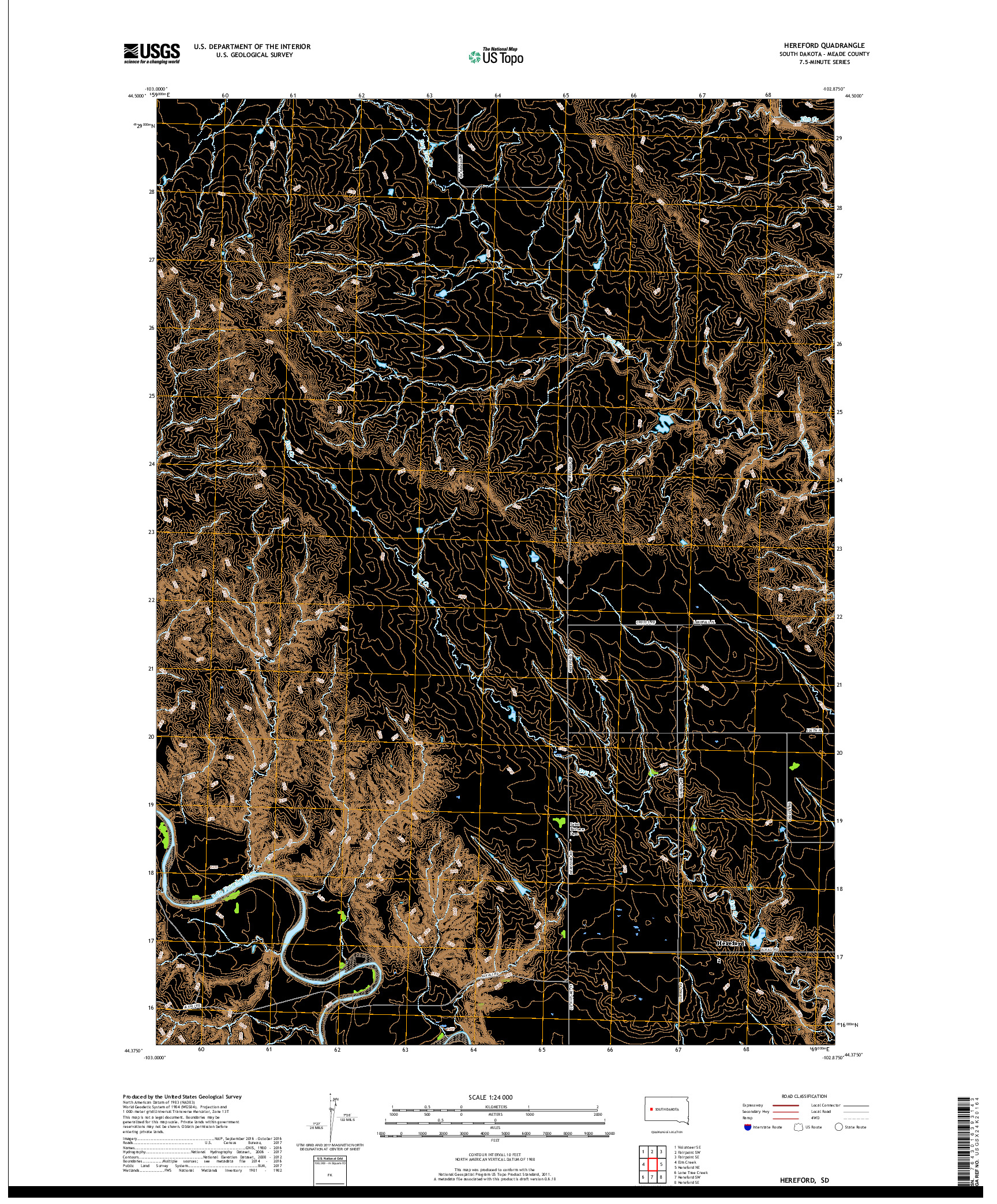 USGS US TOPO 7.5-MINUTE MAP FOR HEREFORD, SD 2017