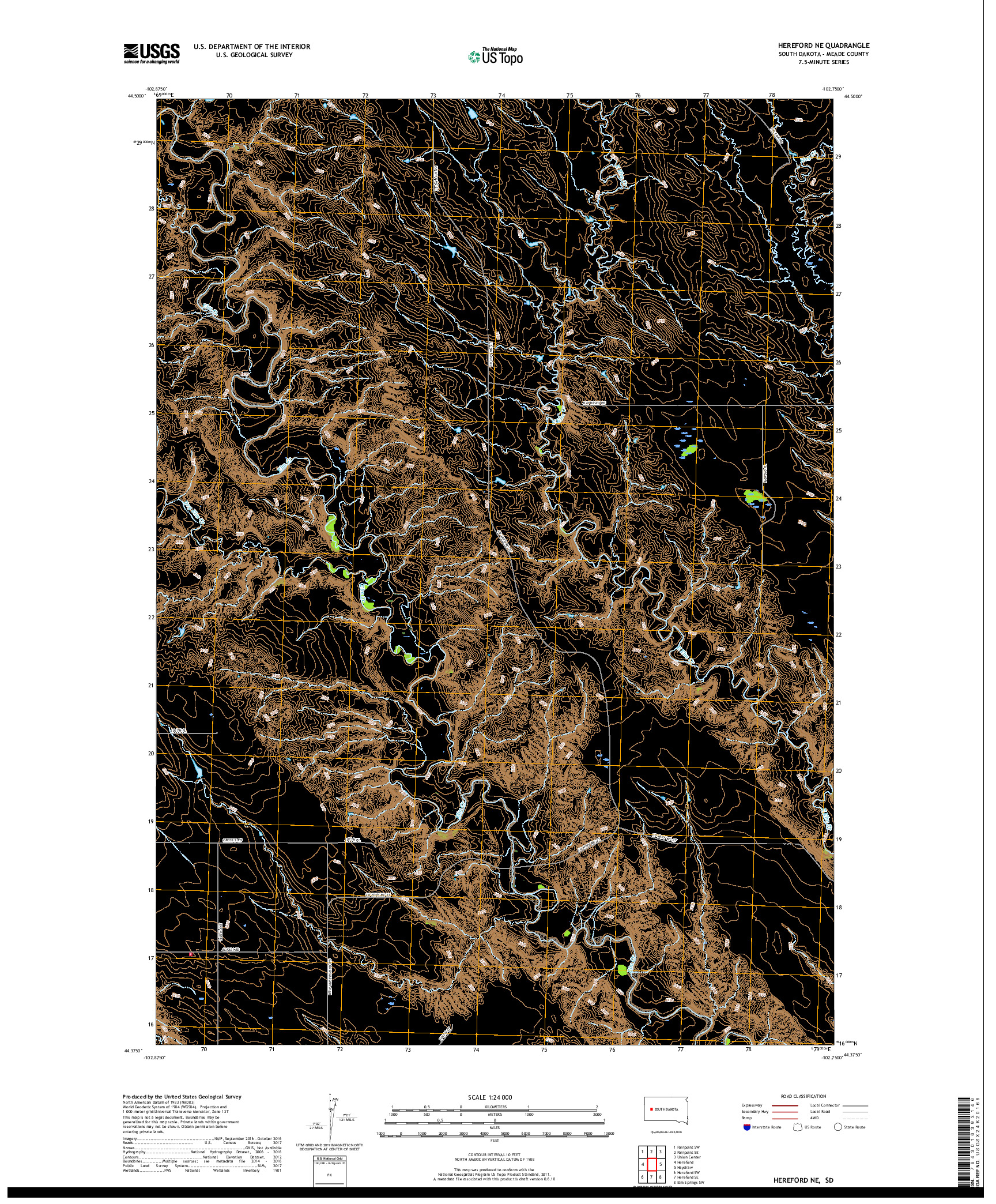 USGS US TOPO 7.5-MINUTE MAP FOR HEREFORD NE, SD 2017