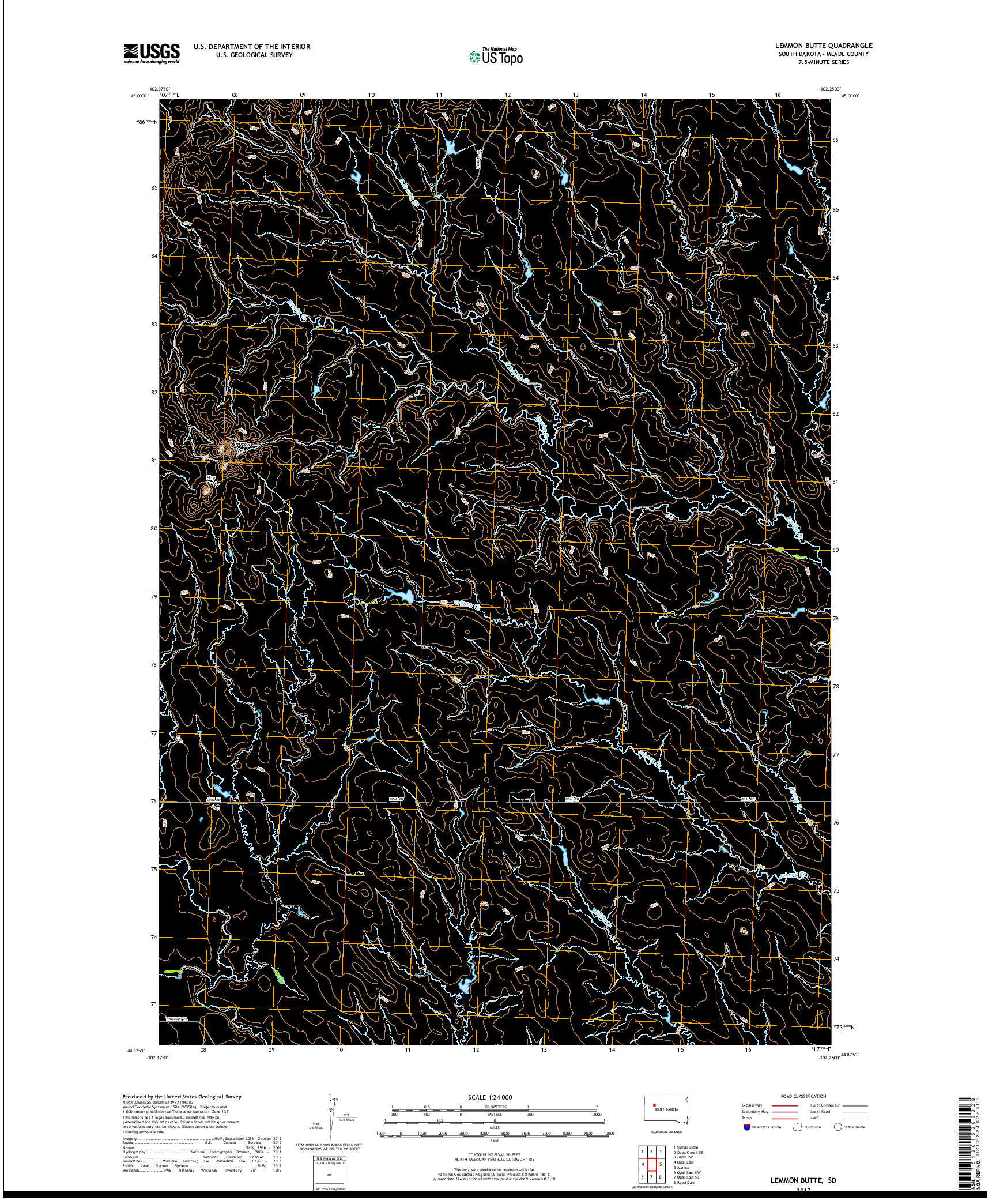 USGS US TOPO 7.5-MINUTE MAP FOR LEMMON BUTTE, SD 2017