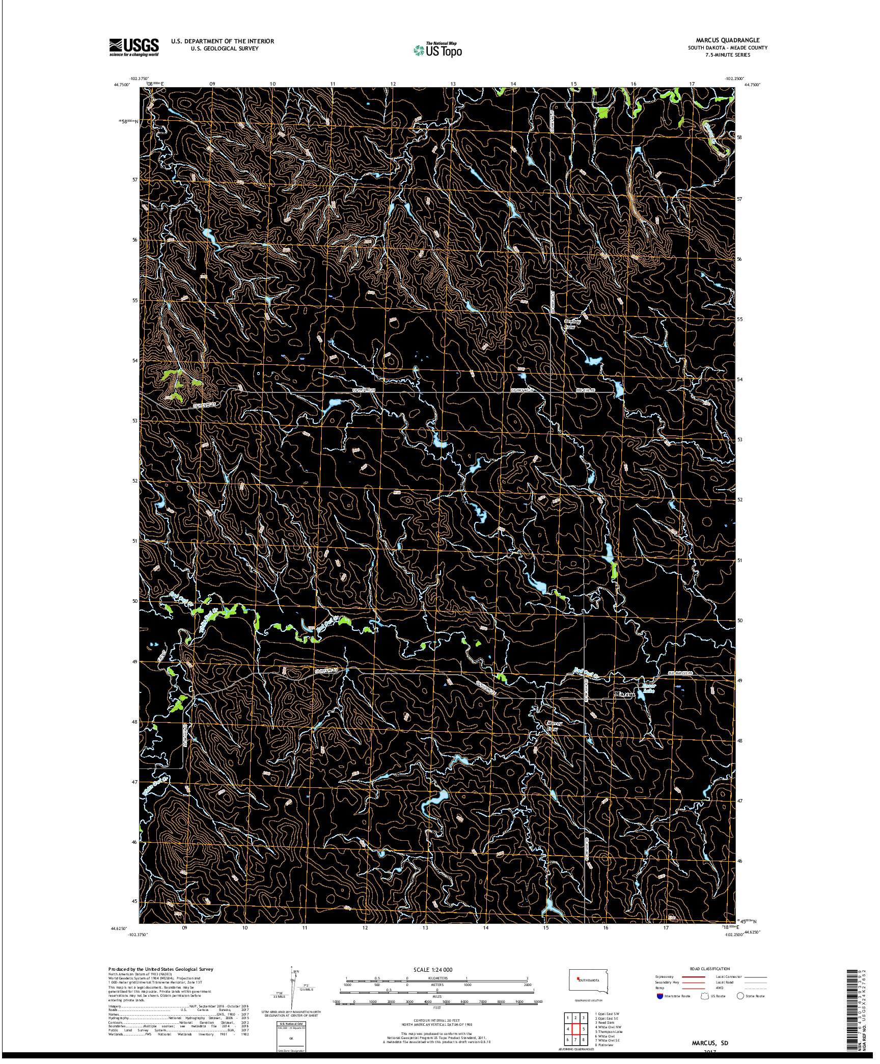 USGS US TOPO 7.5-MINUTE MAP FOR MARCUS, SD 2017