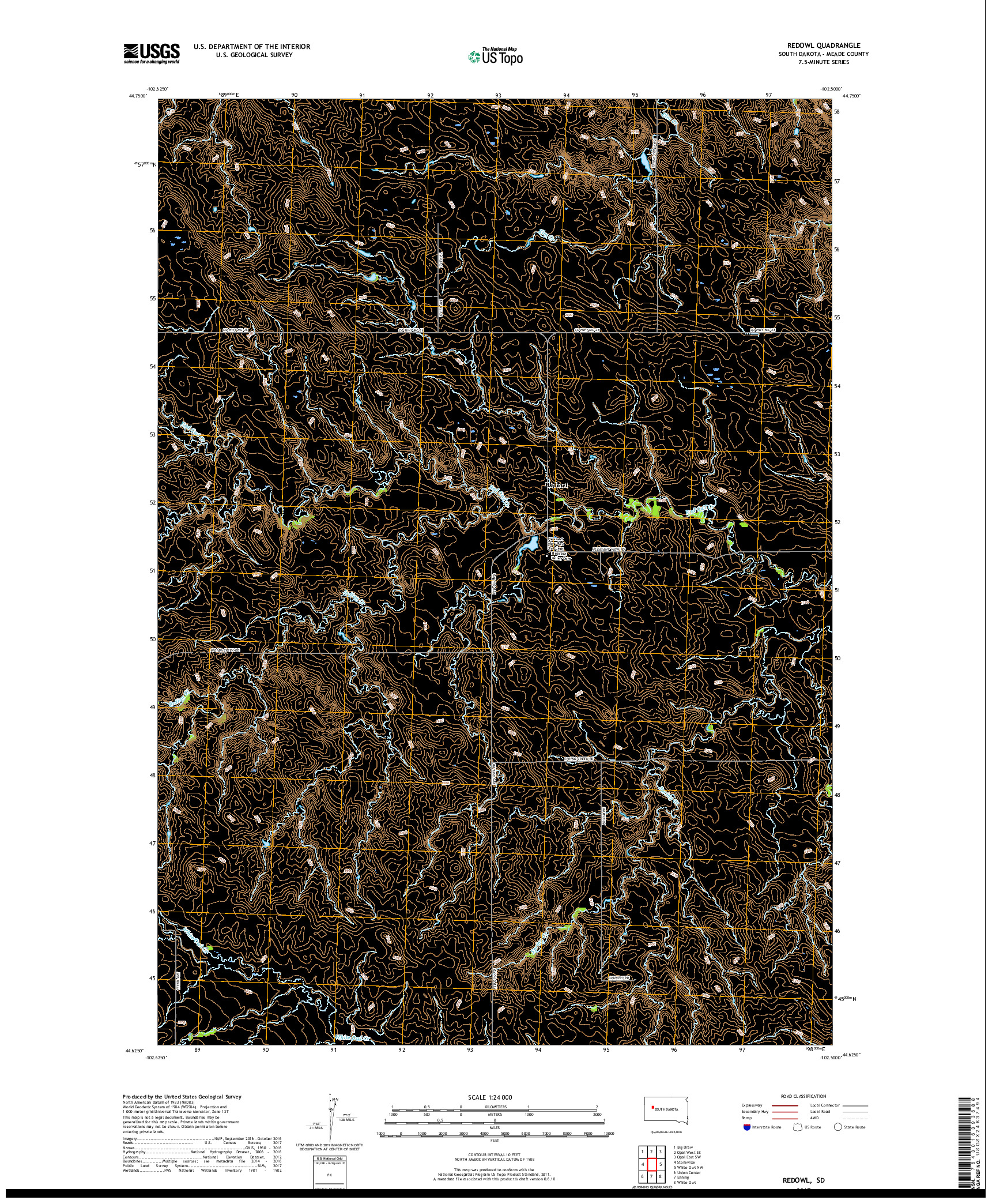 USGS US TOPO 7.5-MINUTE MAP FOR REDOWL, SD 2017