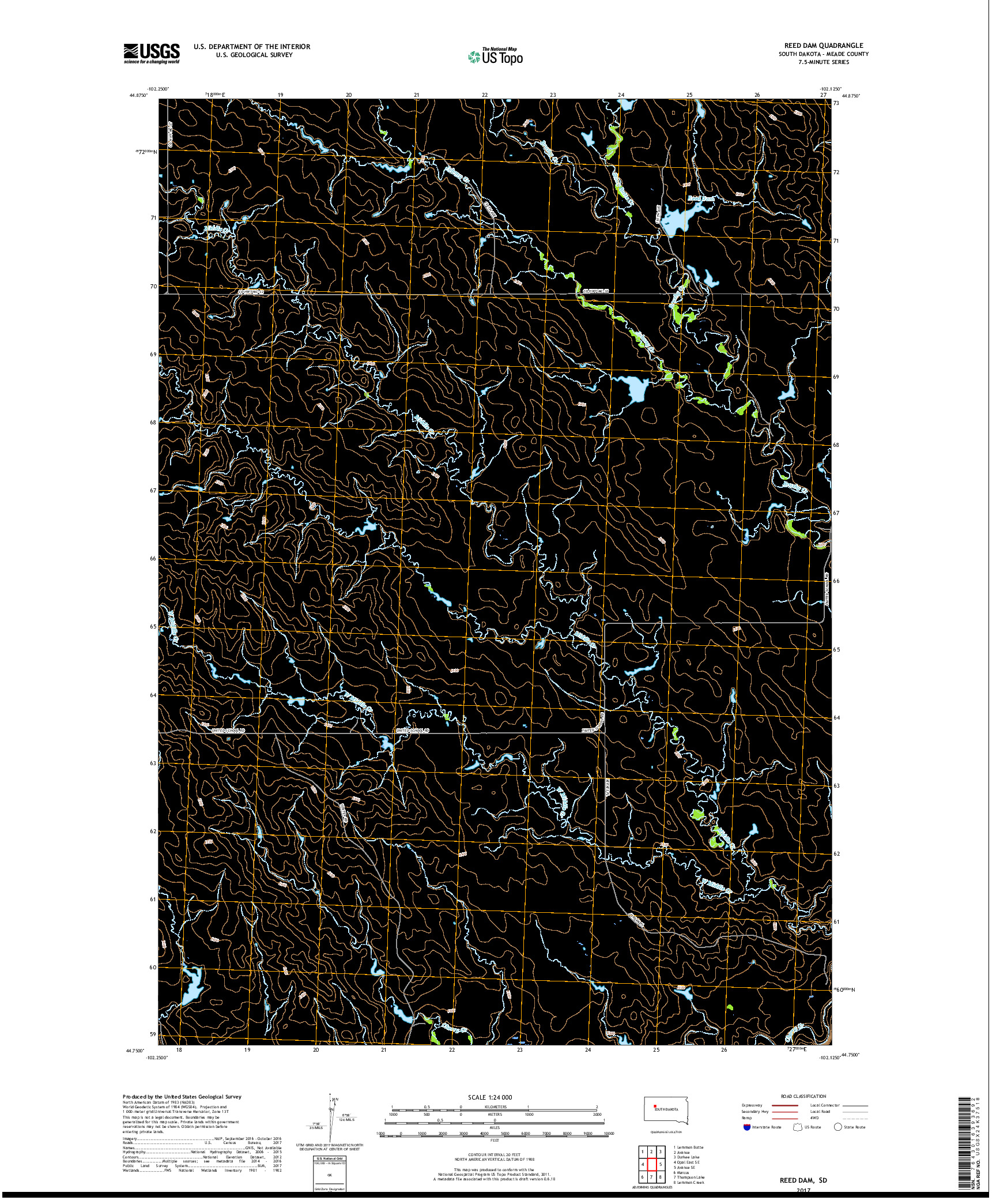 USGS US TOPO 7.5-MINUTE MAP FOR REED DAM, SD 2017