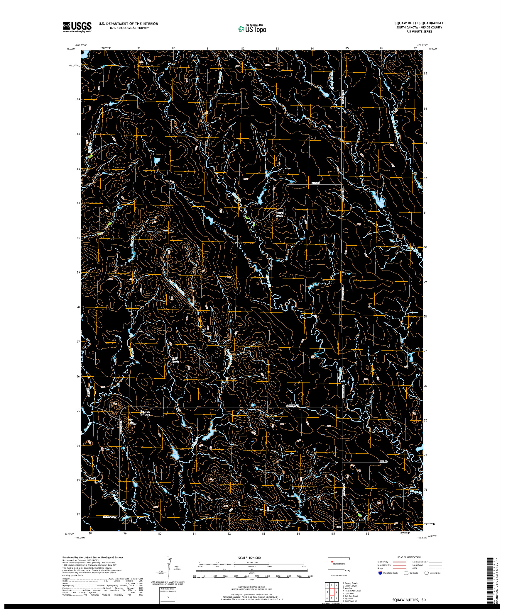 USGS US TOPO 7.5-MINUTE MAP FOR SQUAW BUTTES, SD 2017