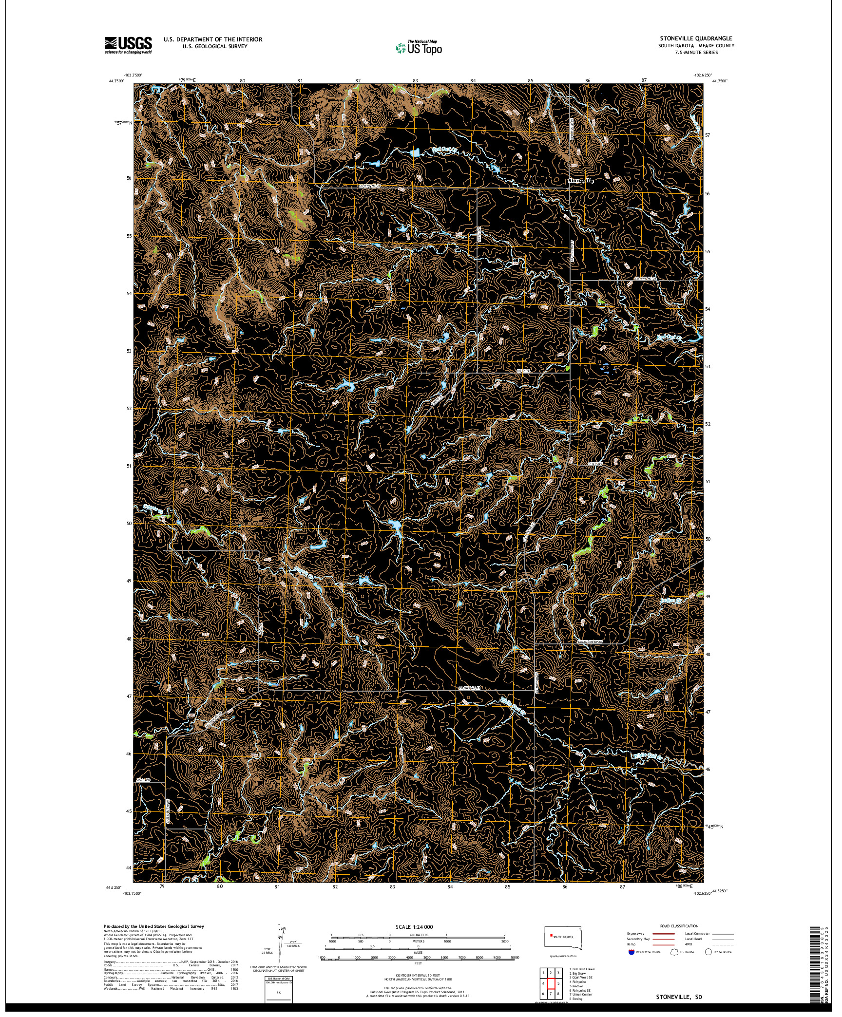 USGS US TOPO 7.5-MINUTE MAP FOR STONEVILLE, SD 2017