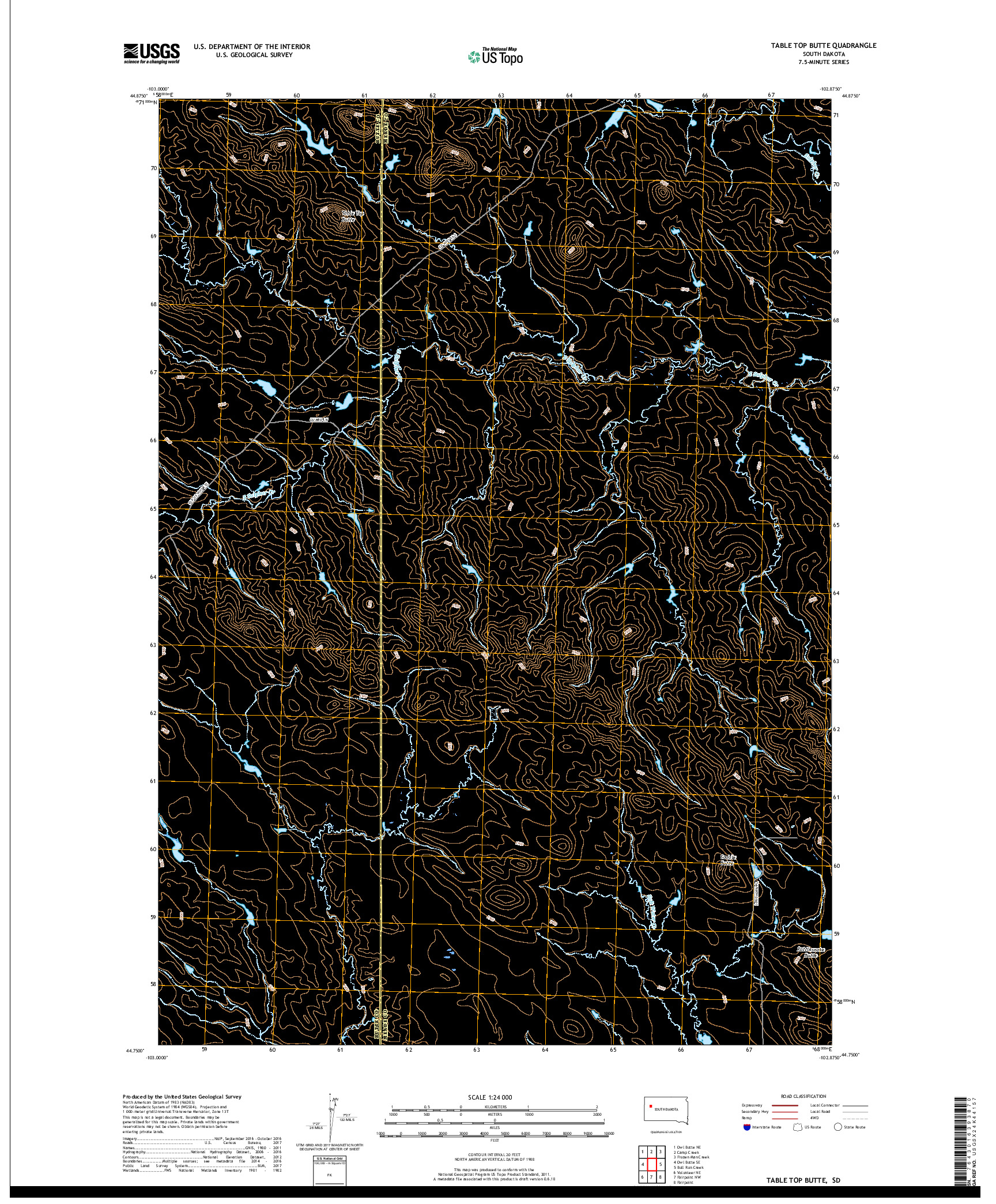 USGS US TOPO 7.5-MINUTE MAP FOR TABLE TOP BUTTE, SD 2017