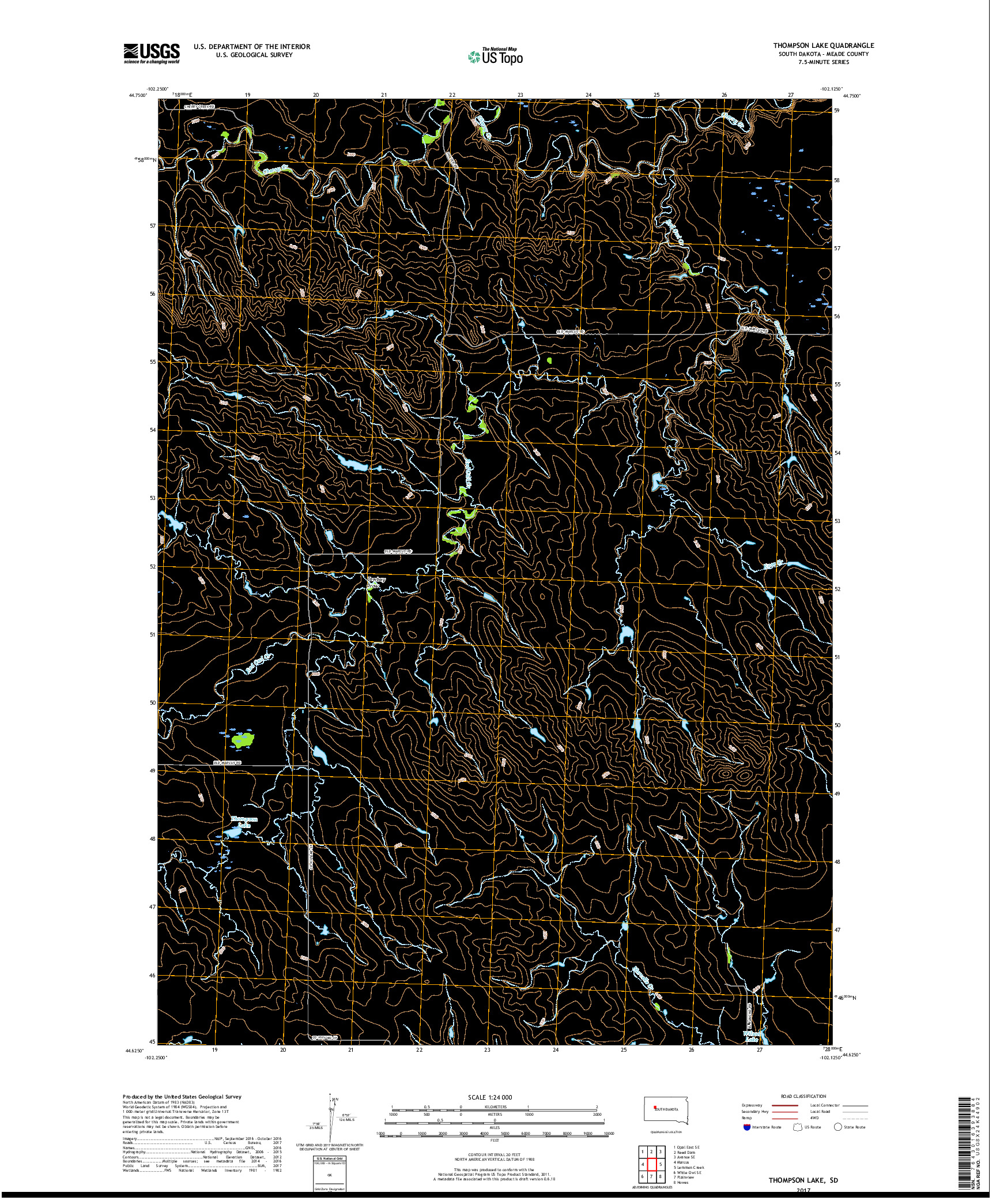 USGS US TOPO 7.5-MINUTE MAP FOR THOMPSON LAKE, SD 2017