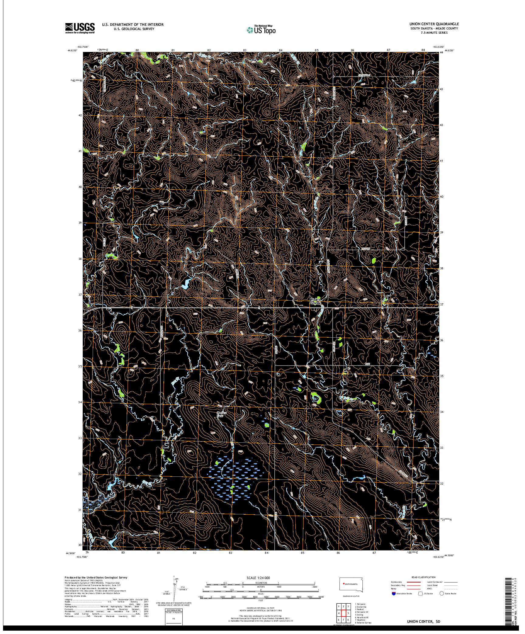 USGS US TOPO 7.5-MINUTE MAP FOR UNION CENTER, SD 2017