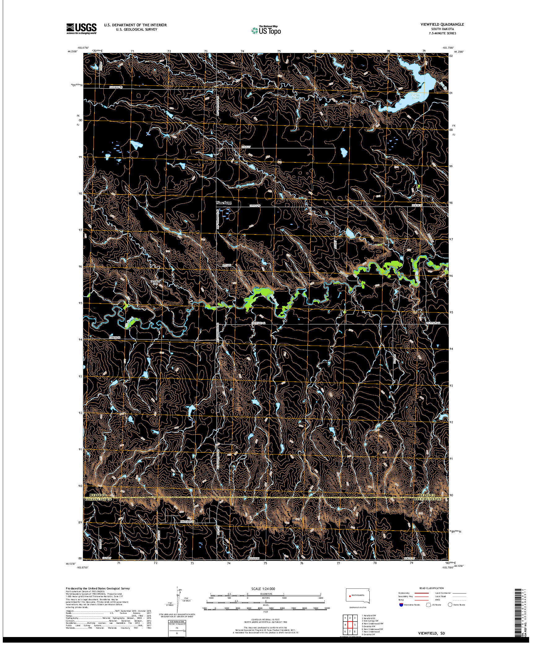 USGS US TOPO 7.5-MINUTE MAP FOR VIEWFIELD, SD 2017