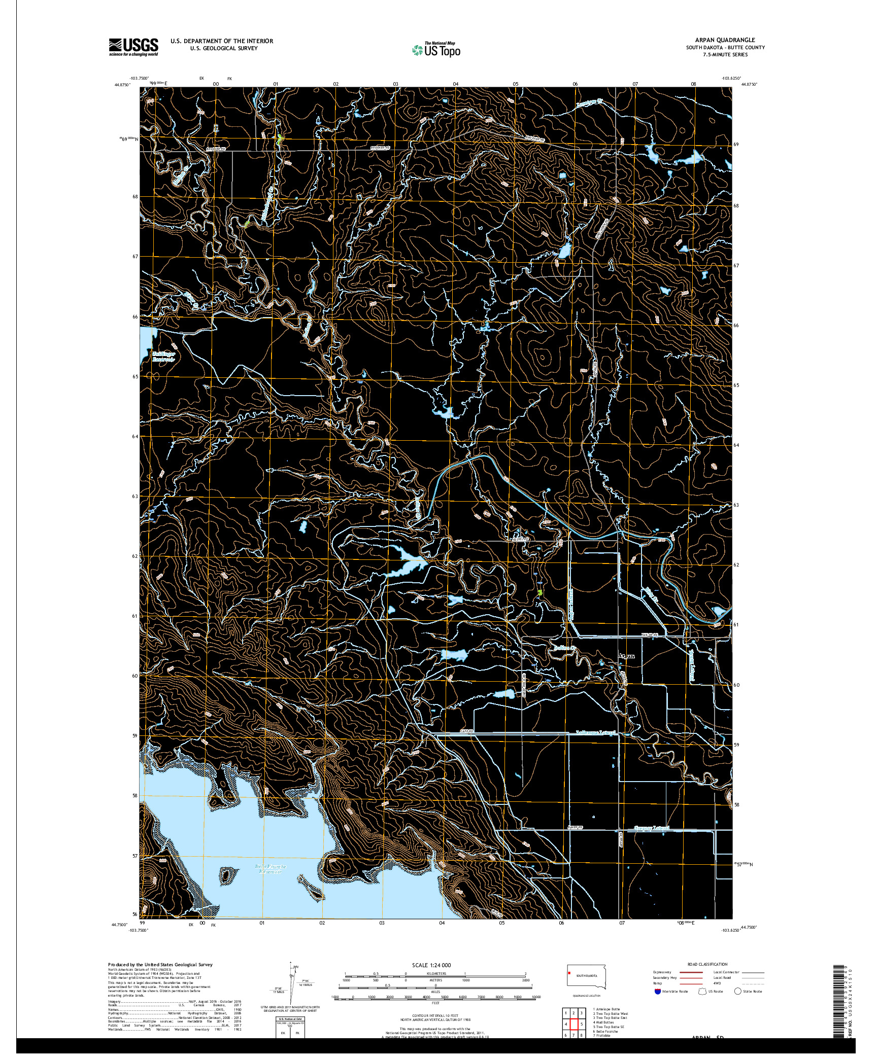 USGS US TOPO 7.5-MINUTE MAP FOR ARPAN, SD 2017