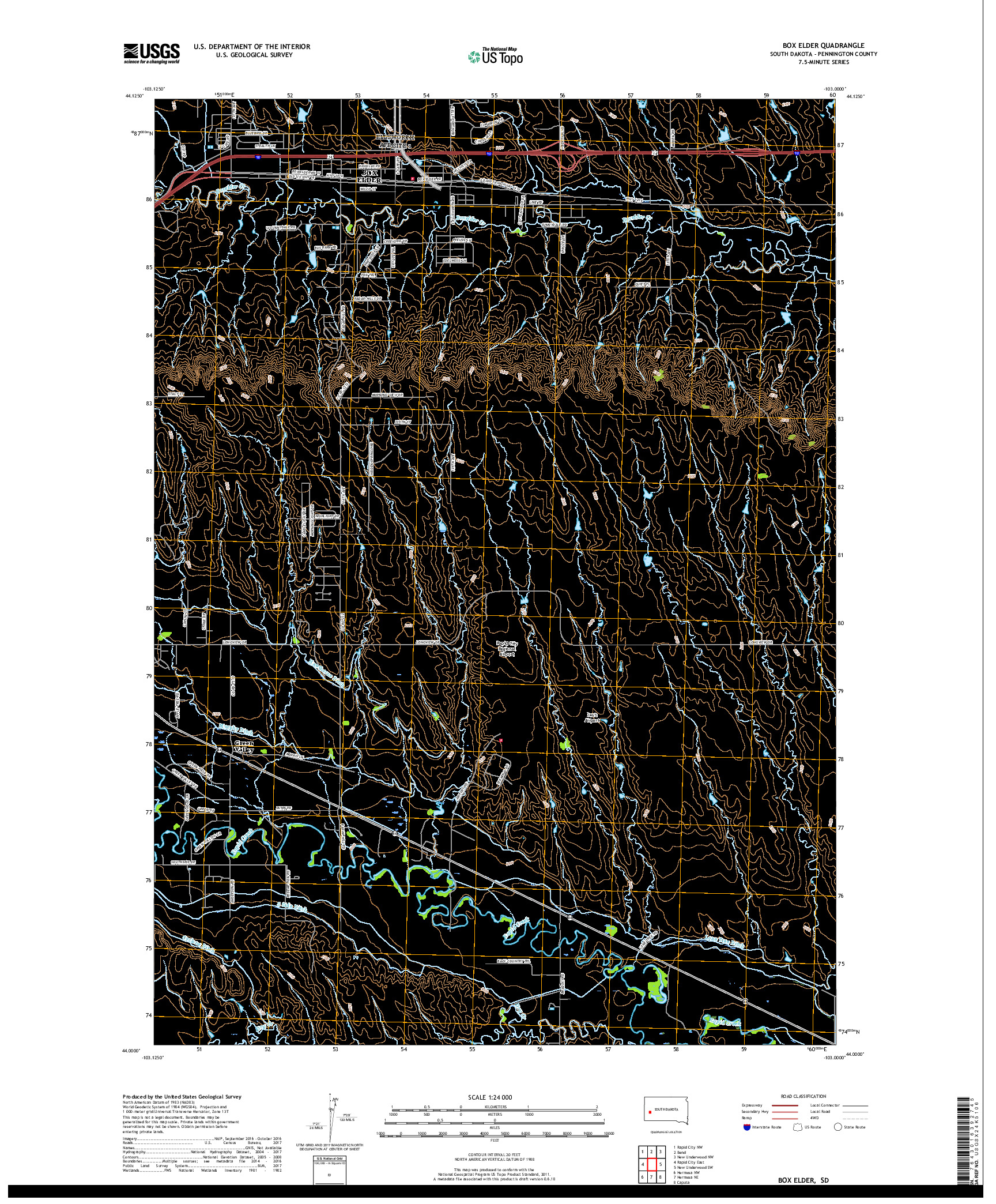 USGS US TOPO 7.5-MINUTE MAP FOR BOX ELDER, SD 2017