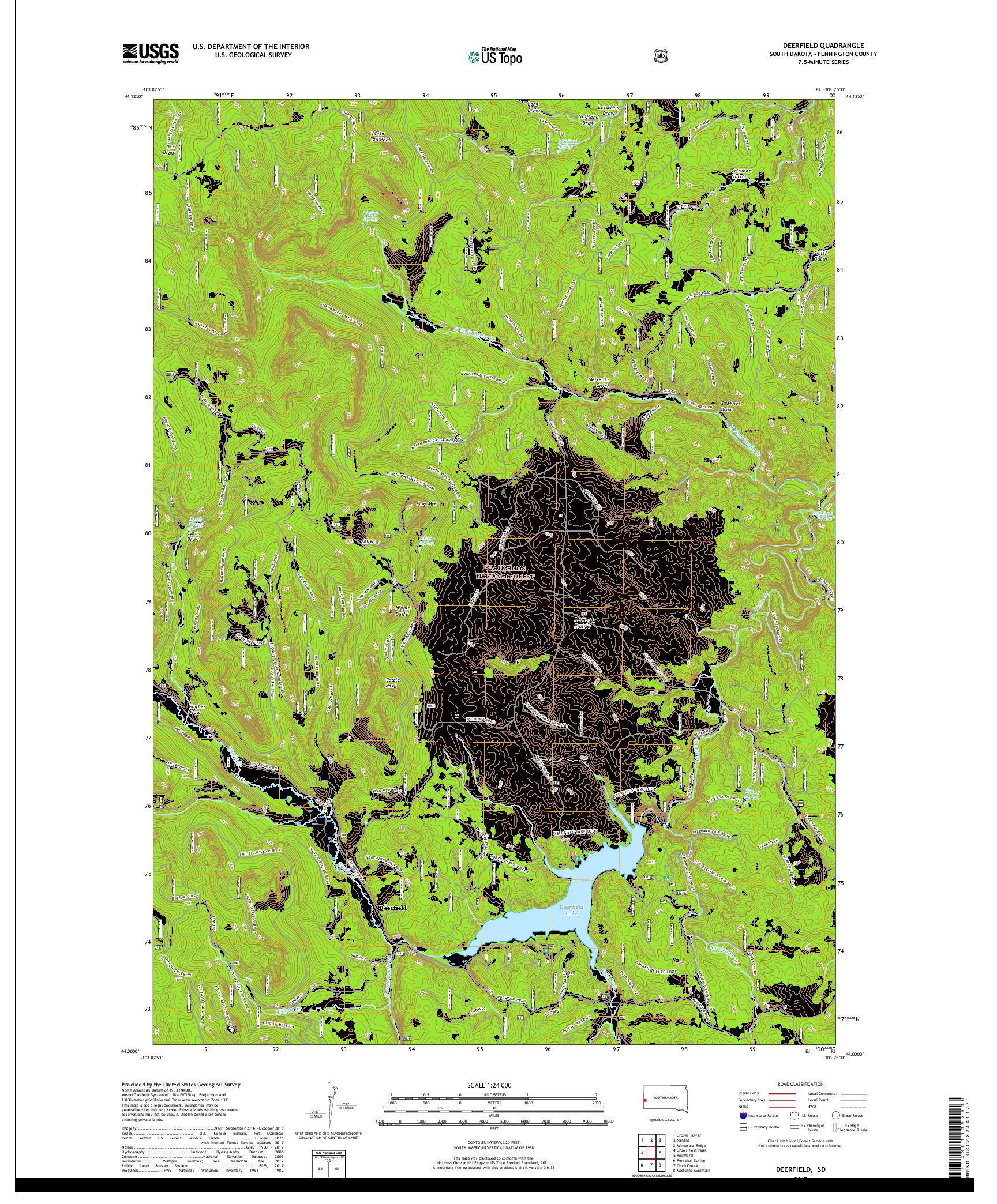 USGS US TOPO 7.5-MINUTE MAP FOR DEERFIELD, SD 2017